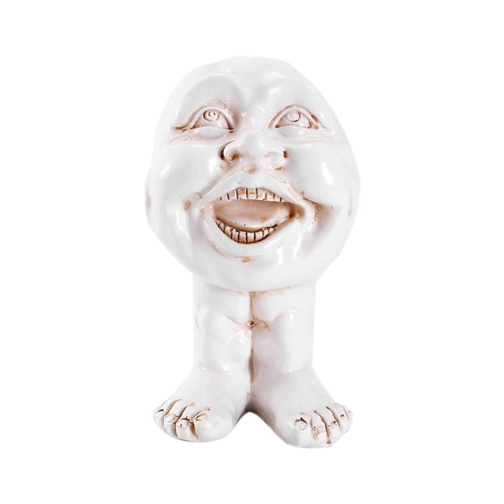 2X(Funny Face Resin Sculpture in Flower Pot with Funny Expression Garden9261