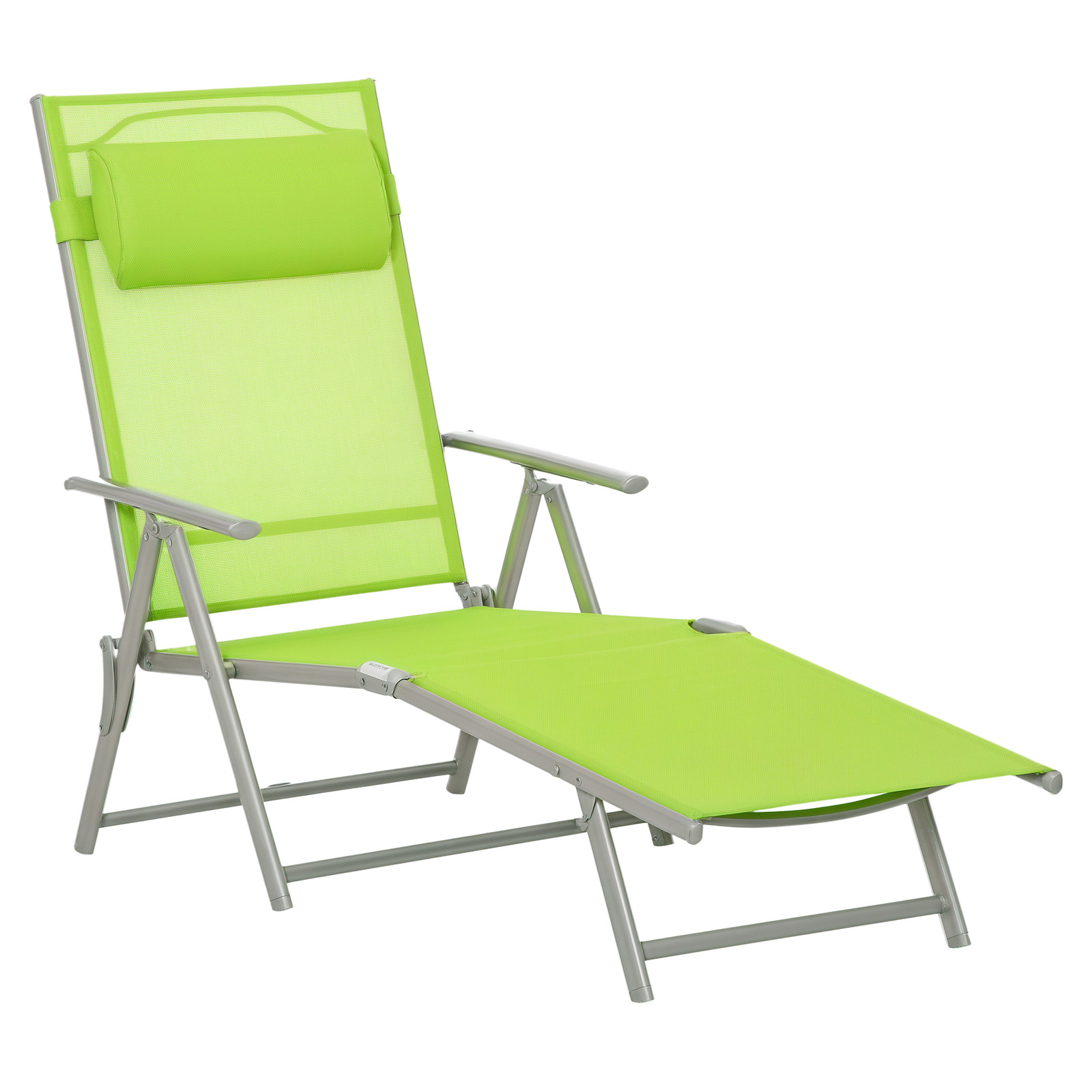 Outsunny Reclining Chaise Lounge, Folding, Green, Refurbished