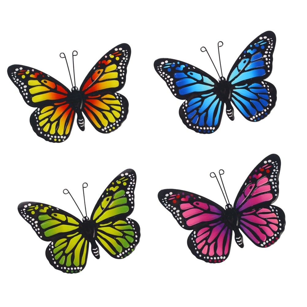 3X(Metal Butterfly Wall Decor Outdoor, 4 Pack Hanging Metal Butterflies5284