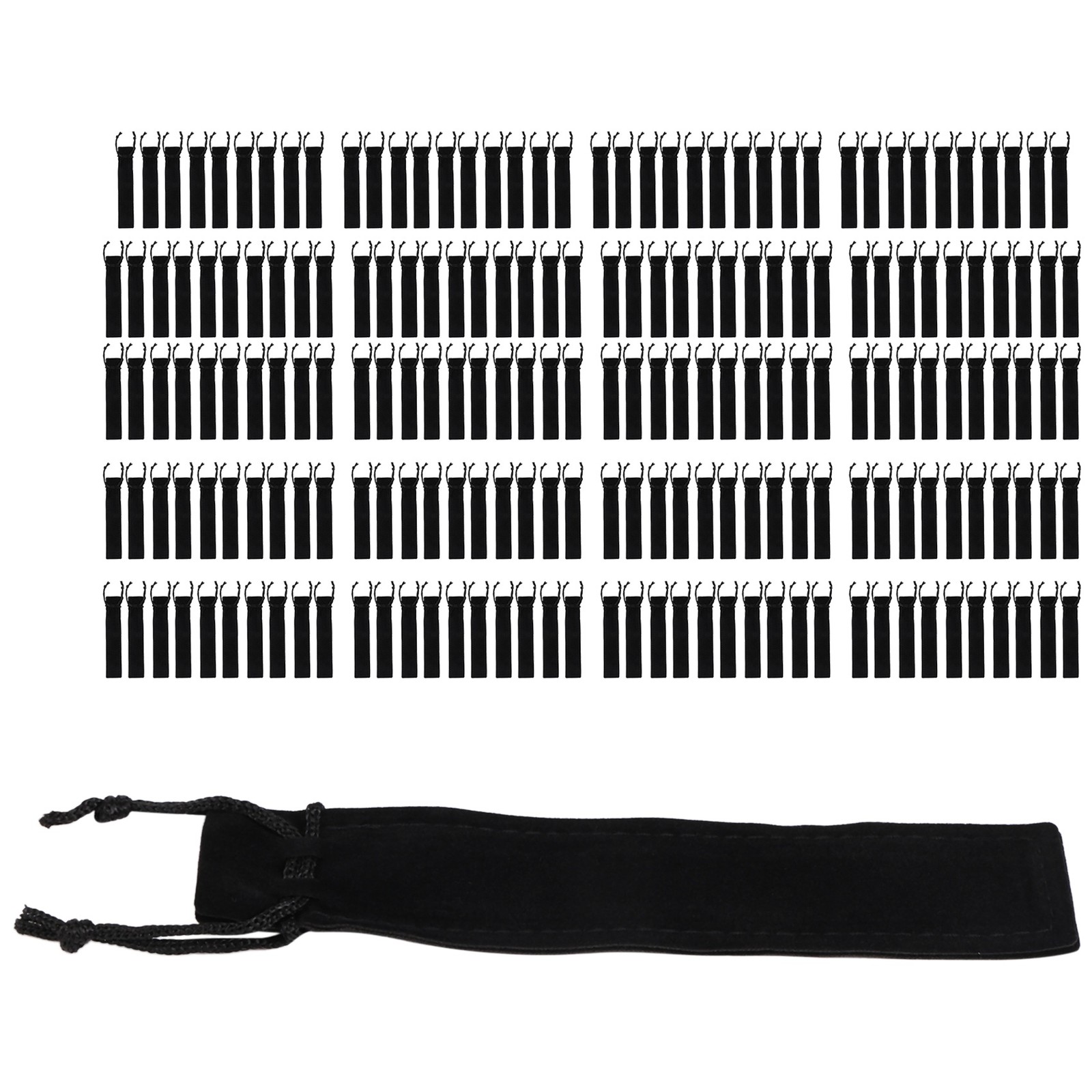200 Pcs Black Velvet Pen Pouch Sleeve Holder Single Pen Bag Case Pencil Bag V4K3