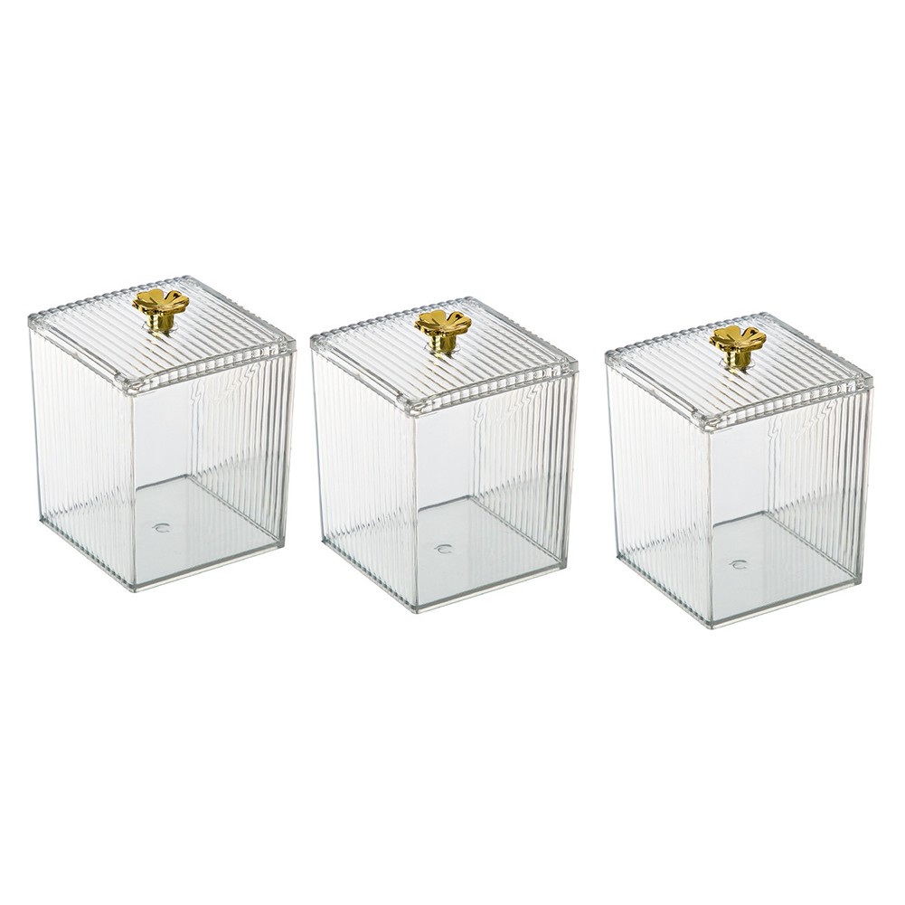 3X(QTip Holder Dispenser for Cotton , Cotton Swab, Cotton Round Pads, Clear1355