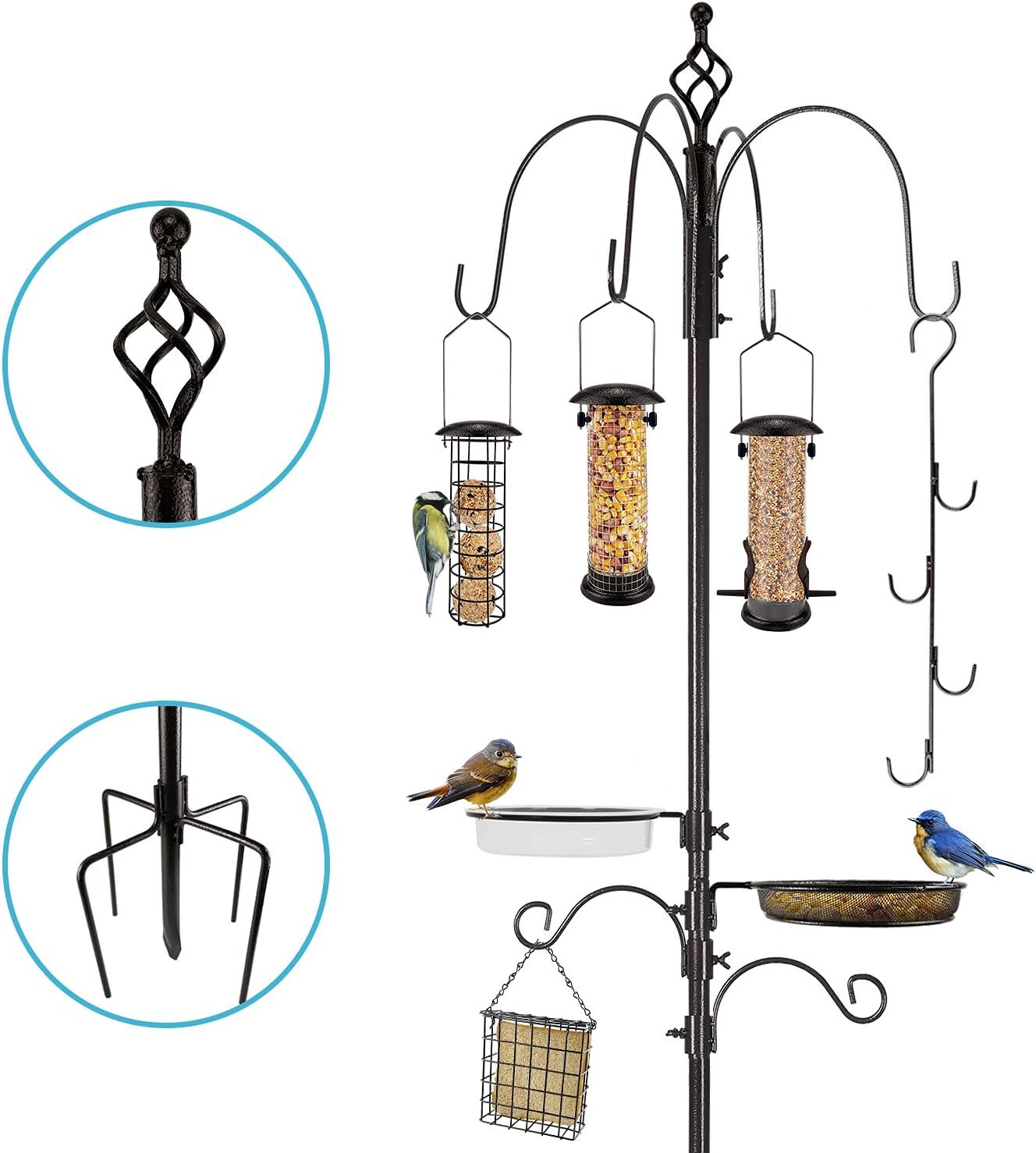 Urban Deco Wild Bird Feeding Station Kit Heavy duty Bird Feeder Pole Hanging Ki