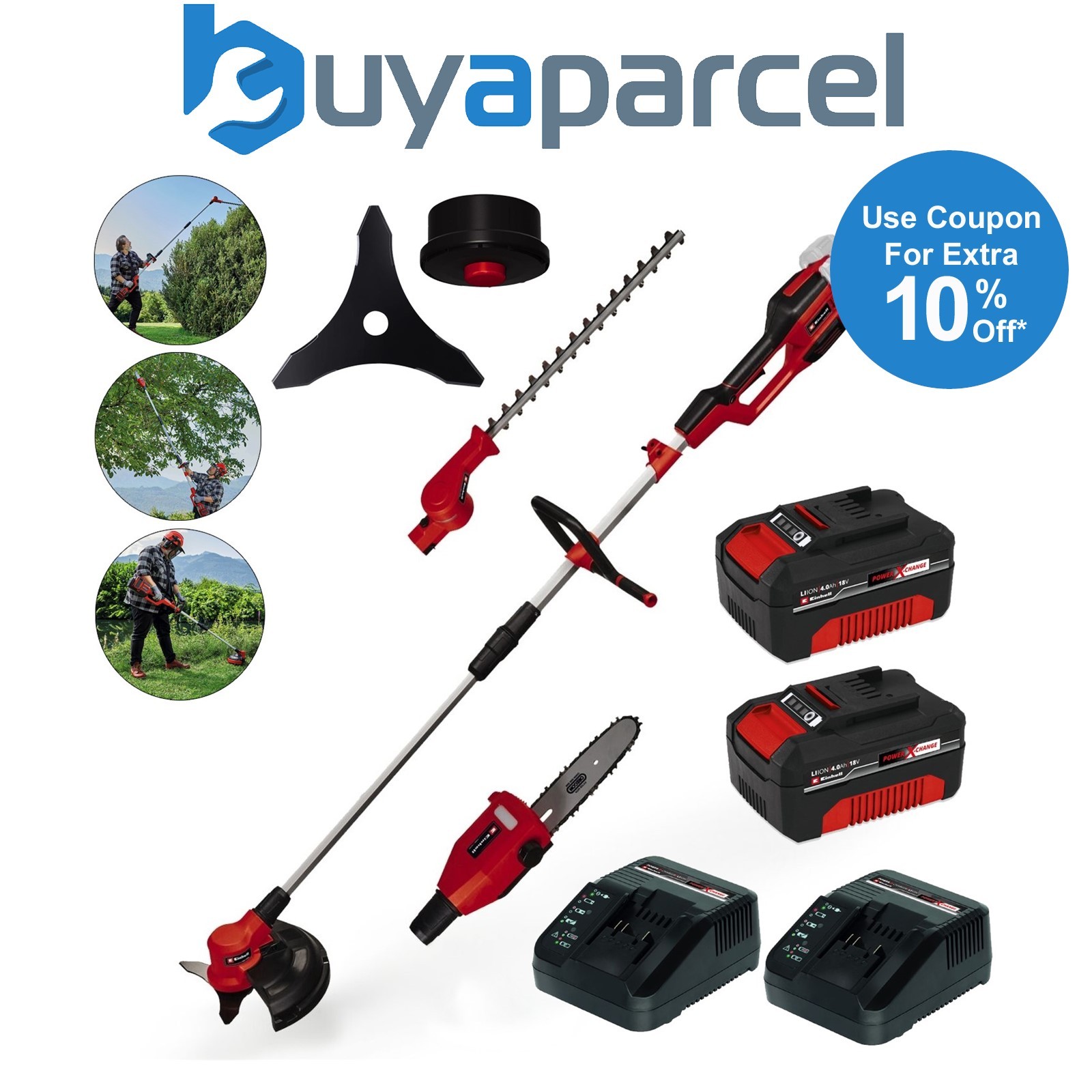 Einhell GE-LM 36/4in1 18v 36v Cordless Brushless High Reach Multi Tool 2 x 4ah