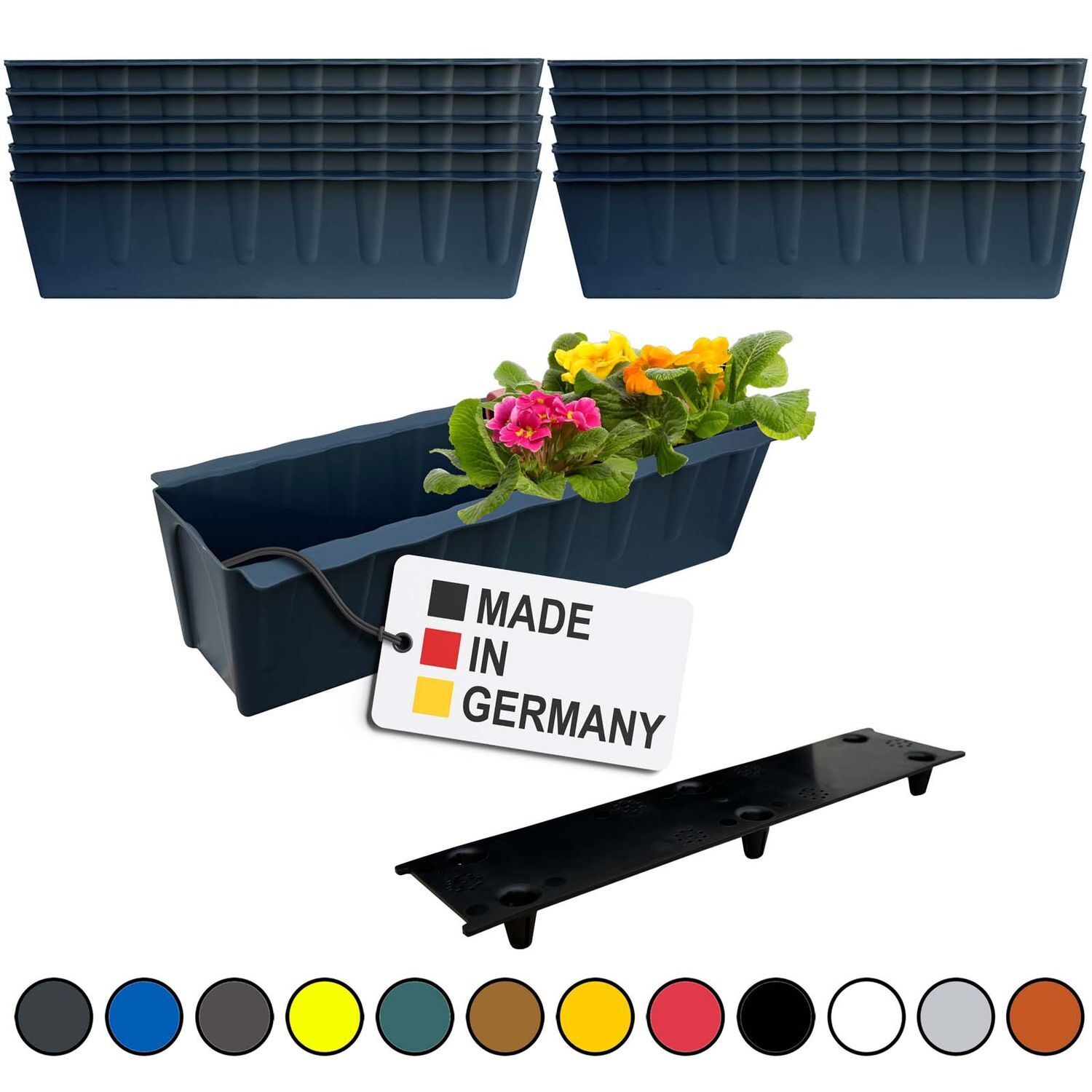 Flower Box Plant Box 10-Piece Set Anthracite Euro Pallet Insert Balcony Box
