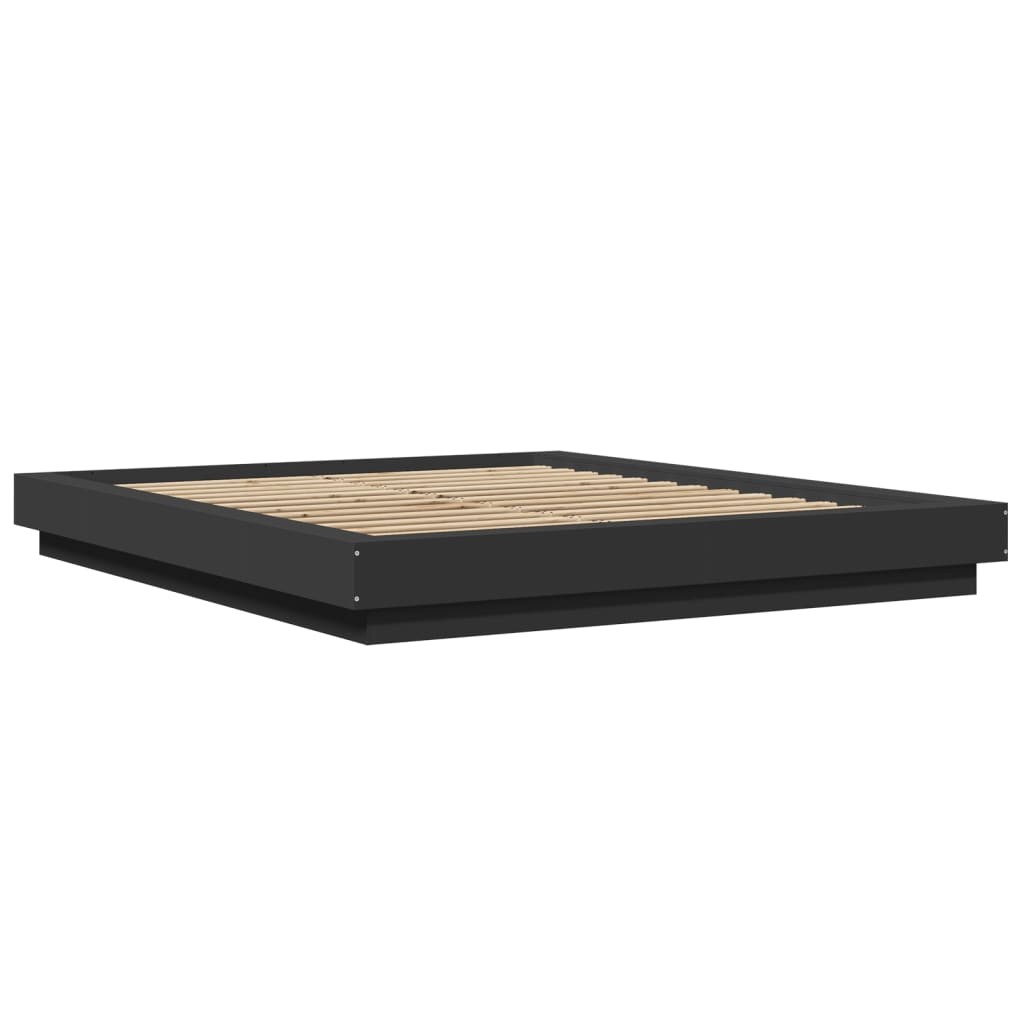 Bed Frame with LED Lights Home Base Black 160x200cm Engineered Wood vidaXL
