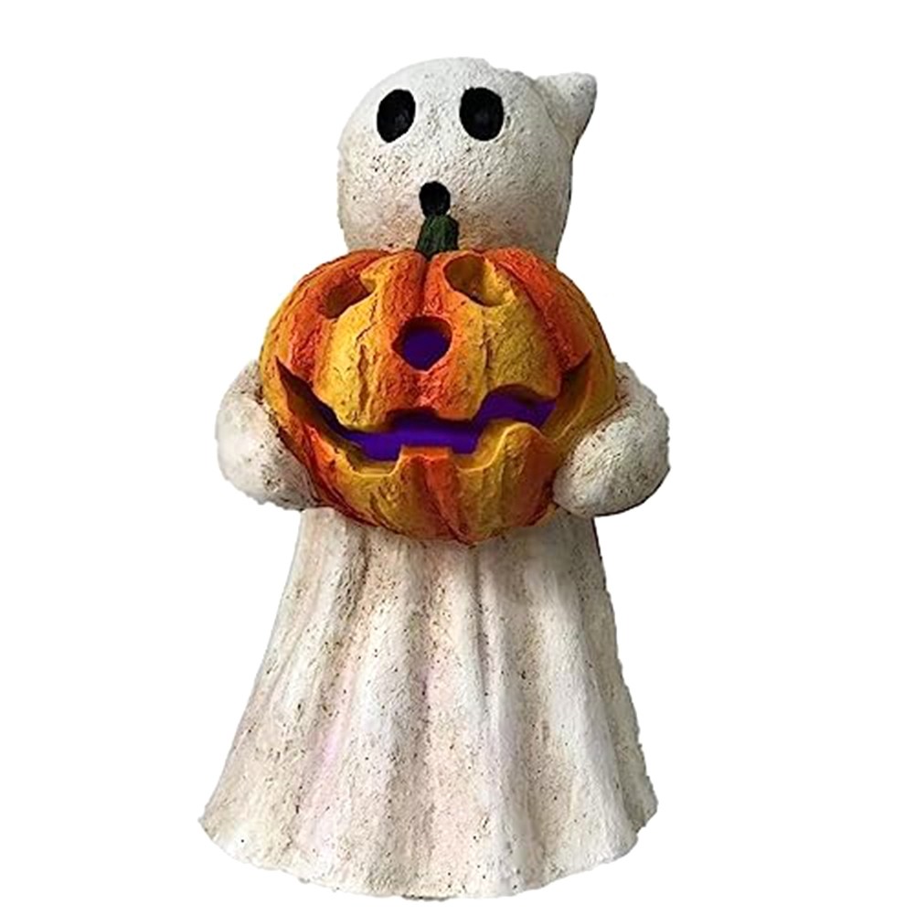 Halloween Ghost Pumpkin Figurines Rustic Resin Ghost Halloween Statue4233