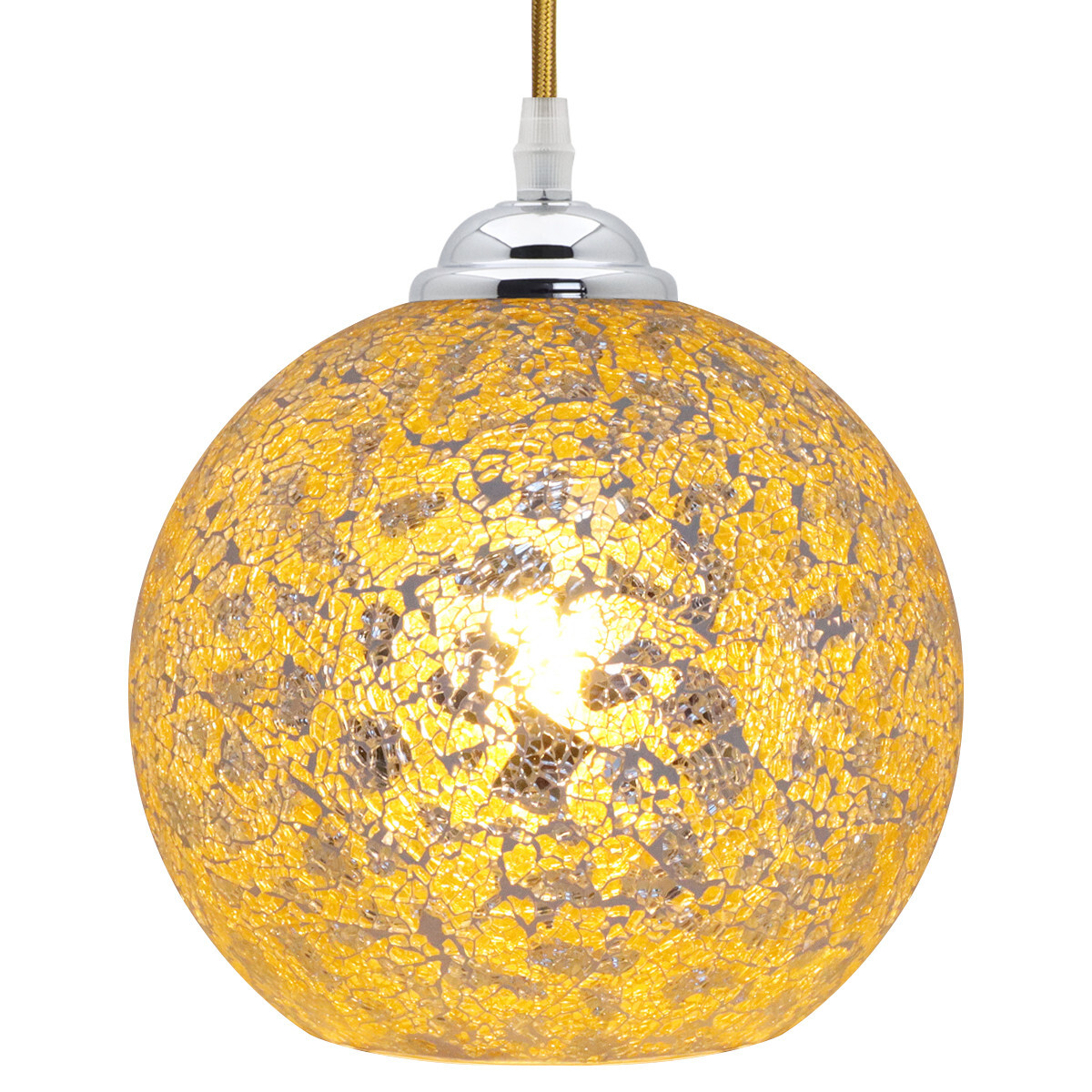 Vintage Globe Glass Ceiling Hanging Pendant Light Shade Yellow Mosaic K417