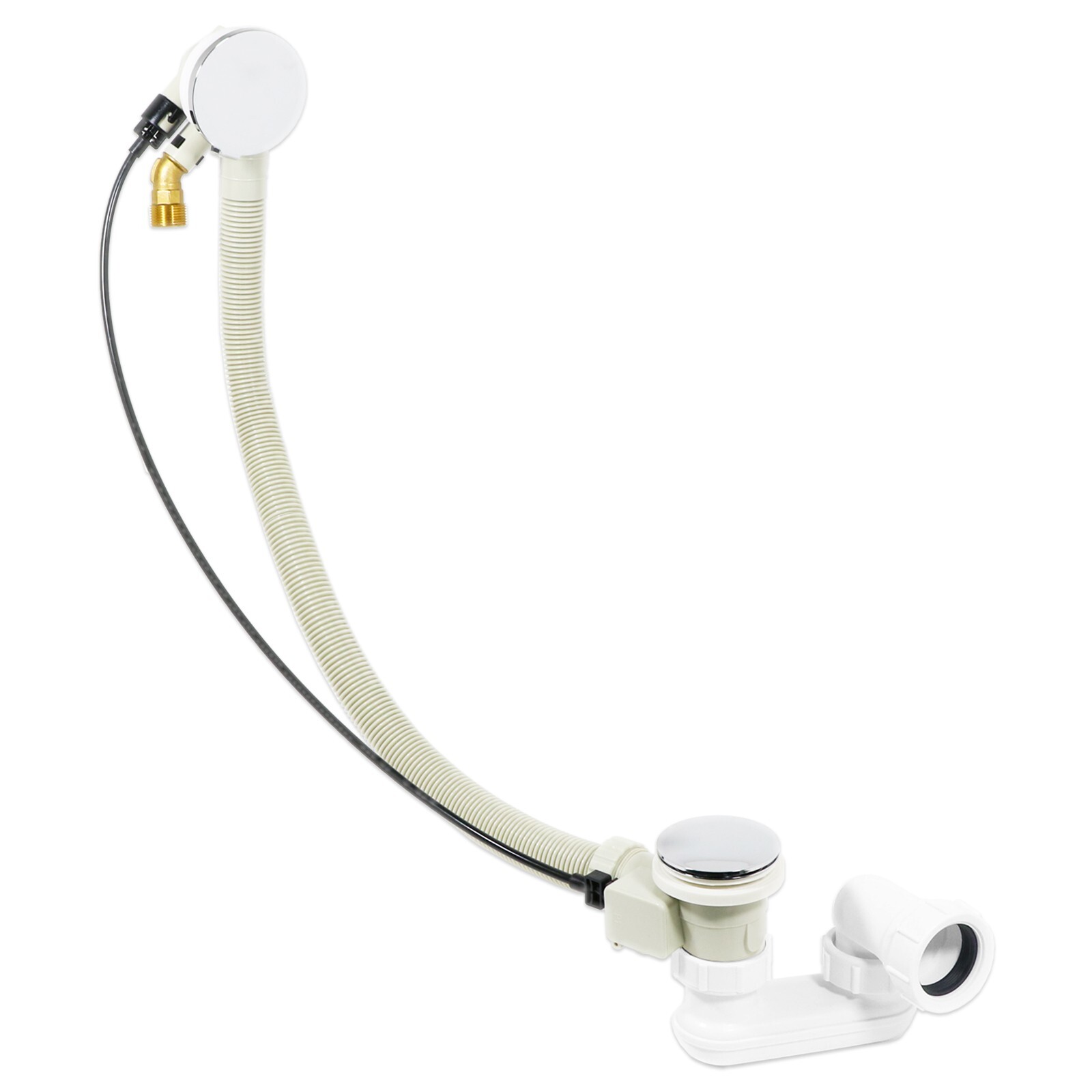 Bath Filler Waste Trap Overflow Spout Kit Chrome Silver Mushroom Pop Up Plug