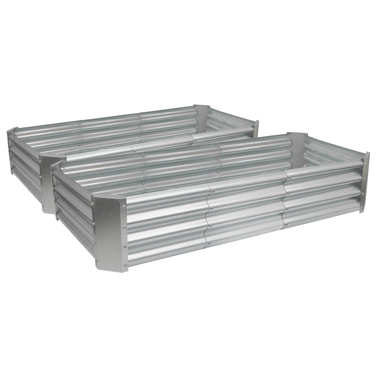 2x Silver 180cm x 90cm Rectangle Galvanised Steel Raised Garden Beds Planter Box