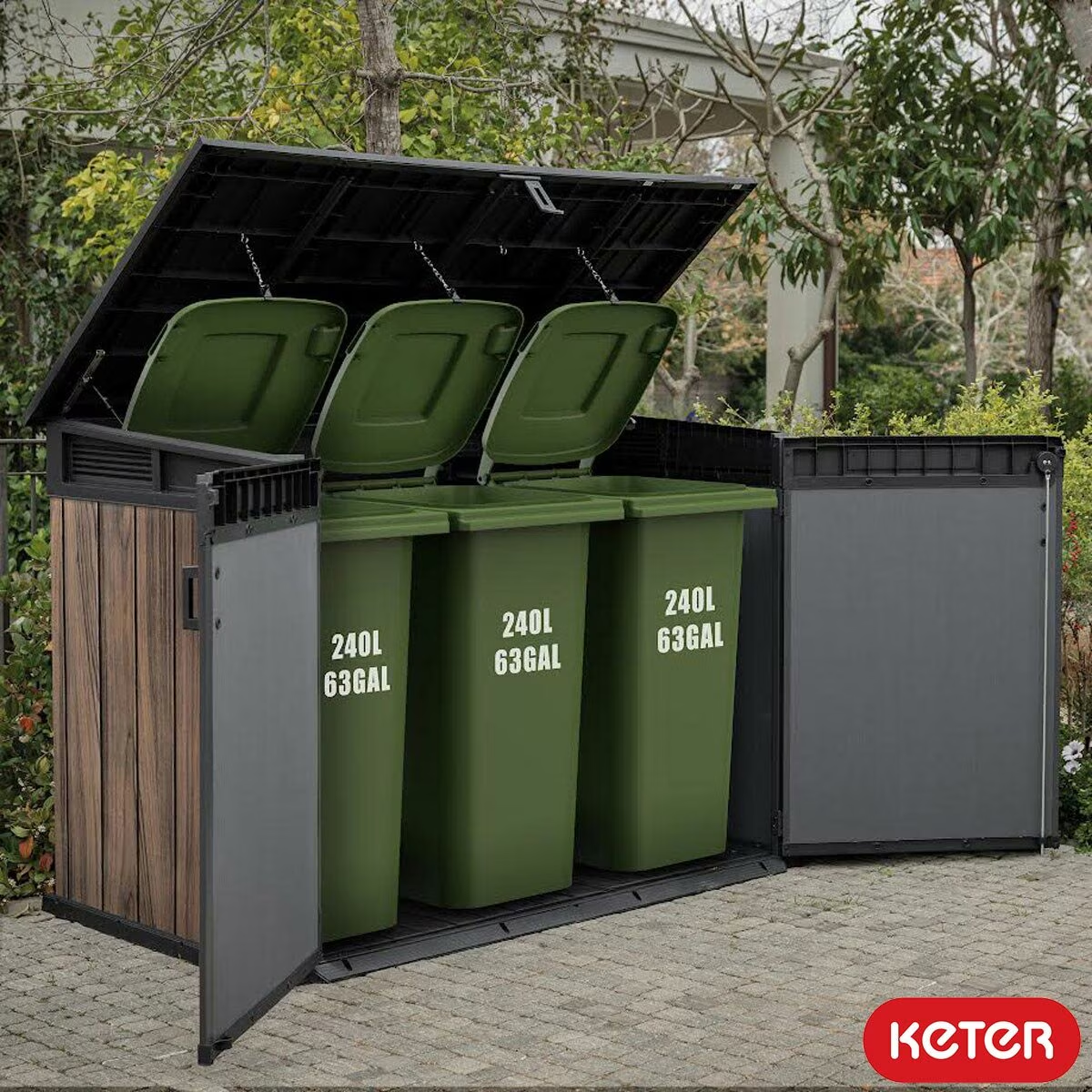 Keter Rosewood Horizon 6Ft 3" X 3Ft 7" (1.9 X 1.1M) Horizontal 2,020 Litre Stora