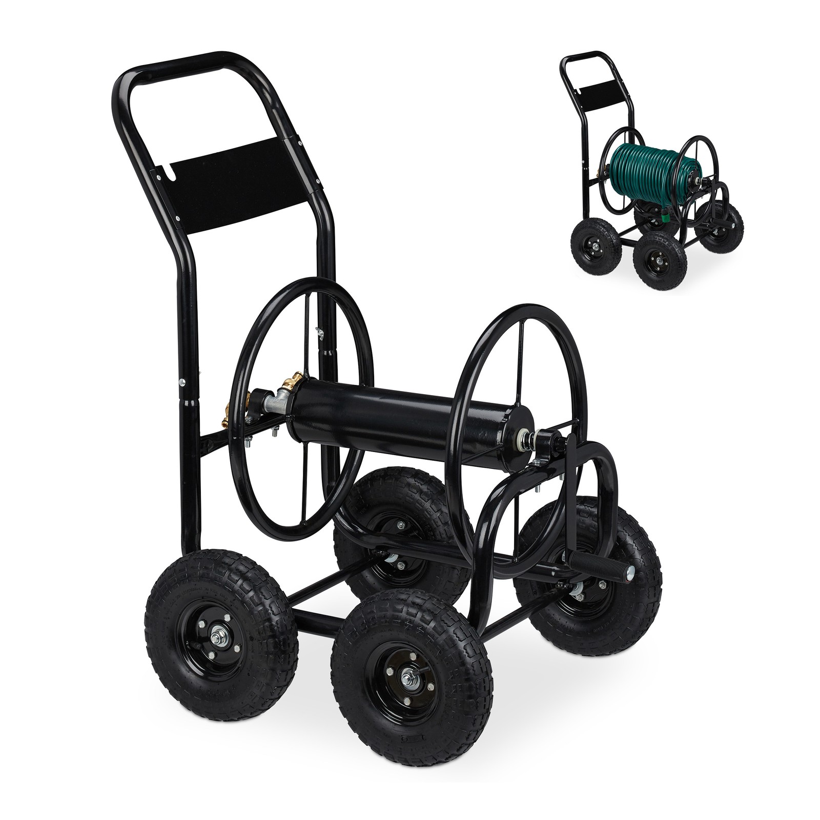 Hose trolley 4 Wheels Steel Frame Garden Hose Cart Garden Hose Holder