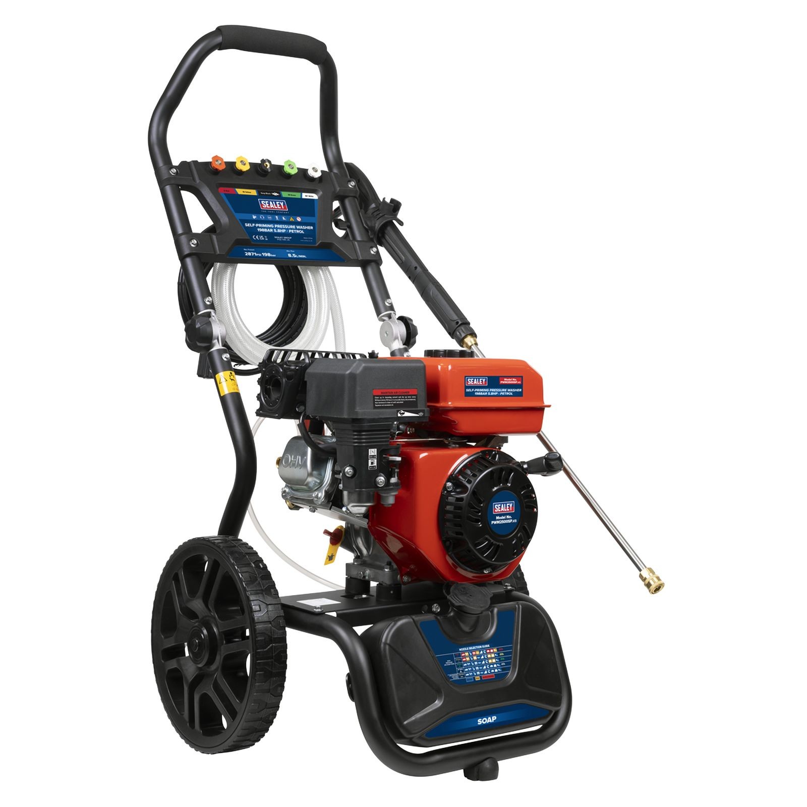 Sealey Pressure Washer 220bar 600ltr/hr Self Priming 6.5hp Petrol - PWM2500SP