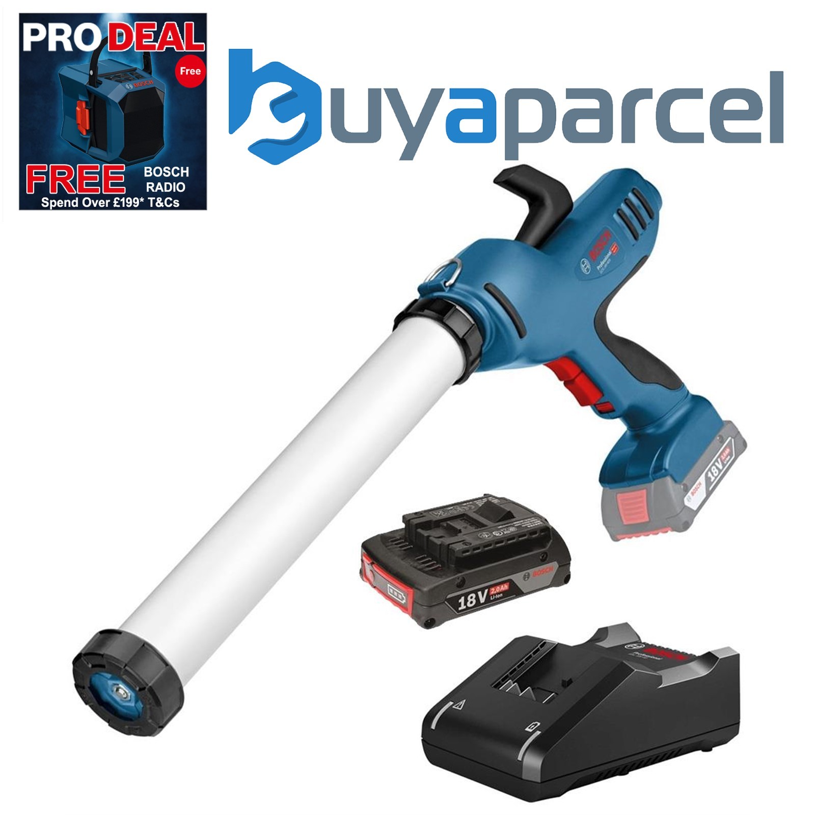 Bosch GCG 18V-600 18v Lithium Ion Caulking Sealant Gun 600ml - 1x2.0ah Battery