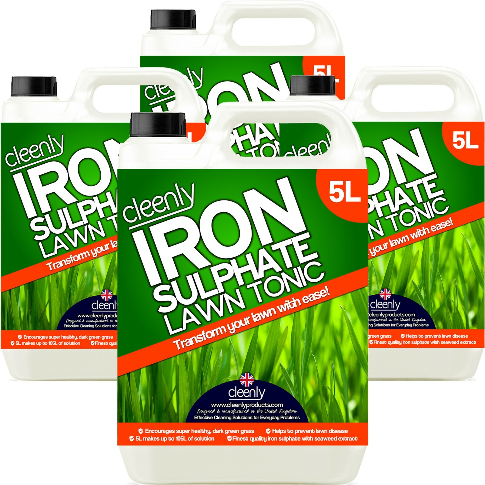 Cleenly Iron Sulphate Lawn Tonic Feed Liquid Ferrous Greener Grass Turf 20L