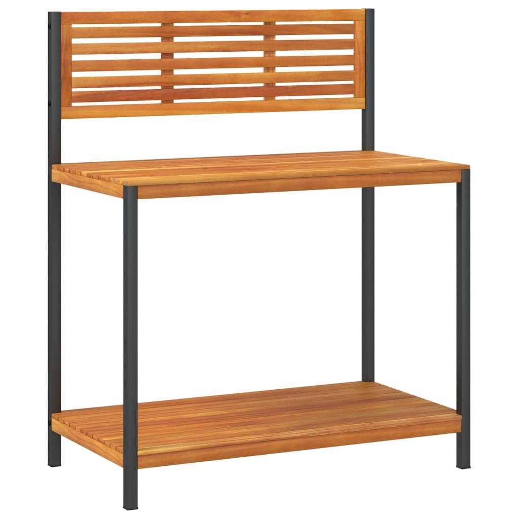 Garden Work Table Potting Bench Plant Stand Solid Wood Acacia and Steel vidaXL
