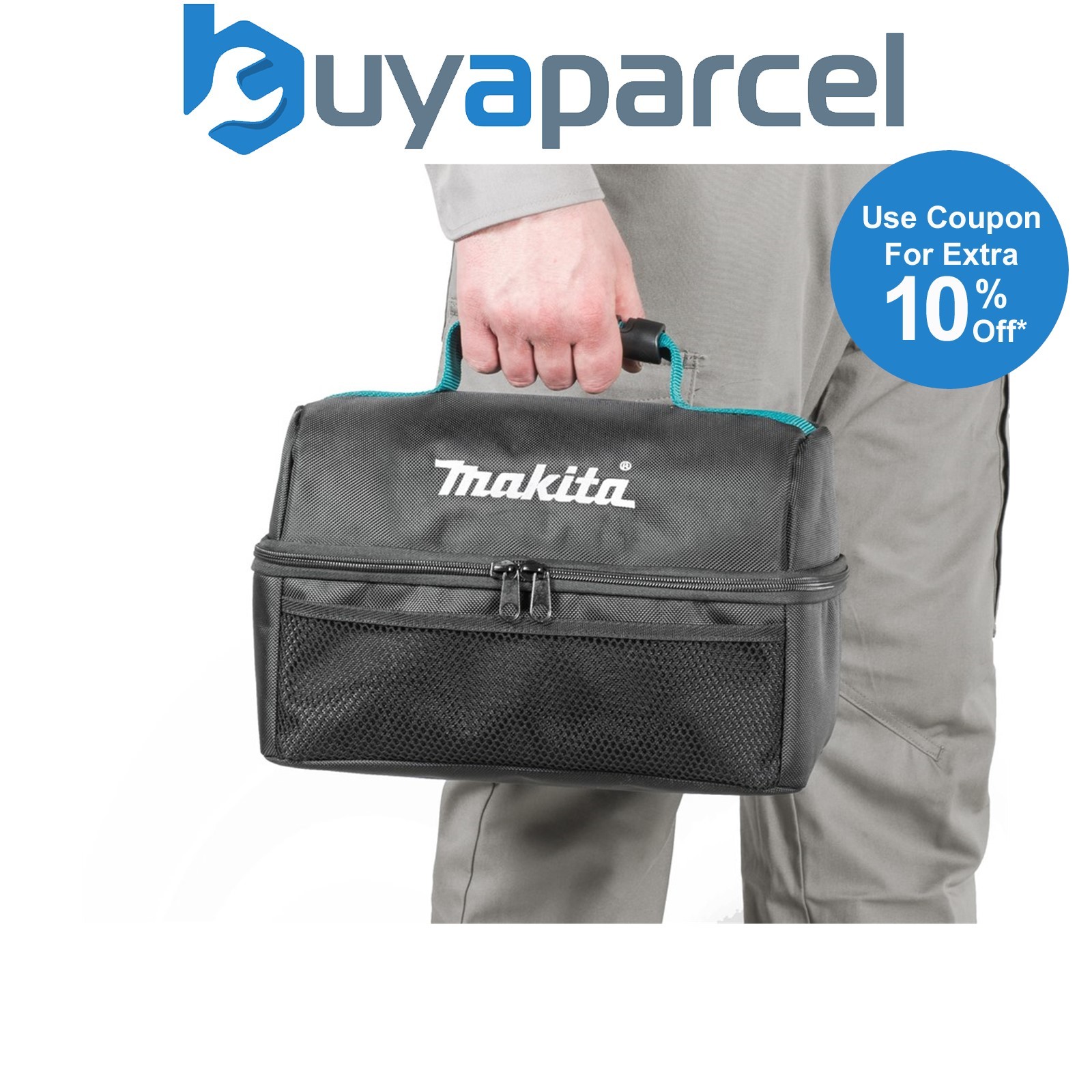 Makita Black Padded Work Lunch Bag Sandwich Bag Tool Pouch - Strap System
