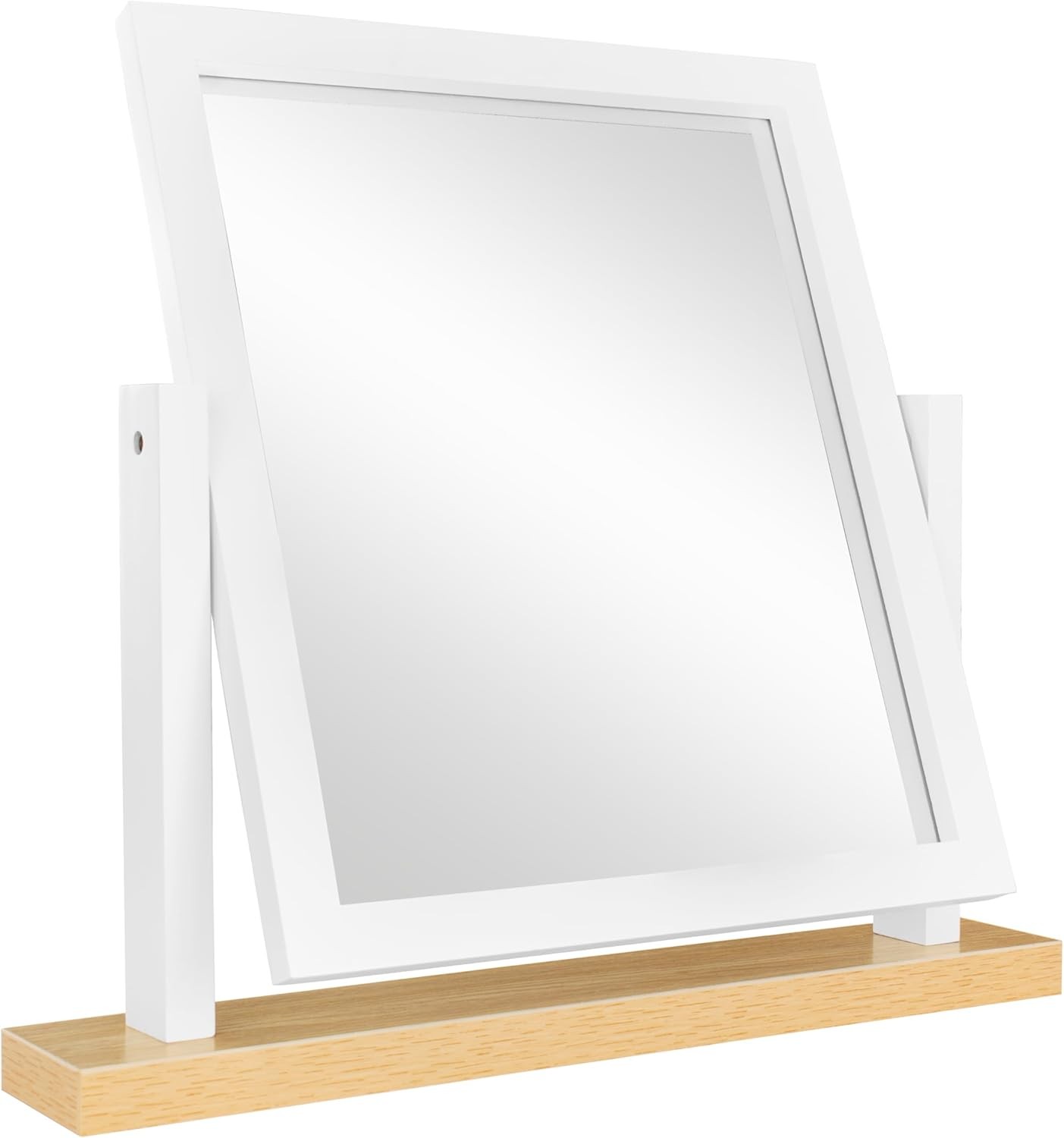 Rectangle Wood Dressing Table Mirror, White Oak 44x44cm, Two Tone Freestanding