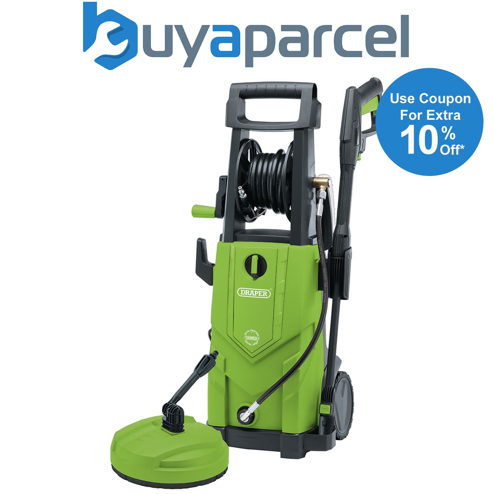 Draper 03095 230V Pressure Washer, 2200W, 165Bar, Green