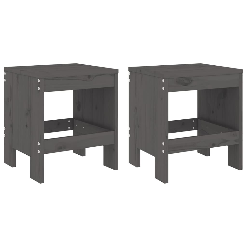 Garden Stools Bar Stool Outdoor Wooden Chair 2 pcs Grey Solid Wood Pine vidaXL