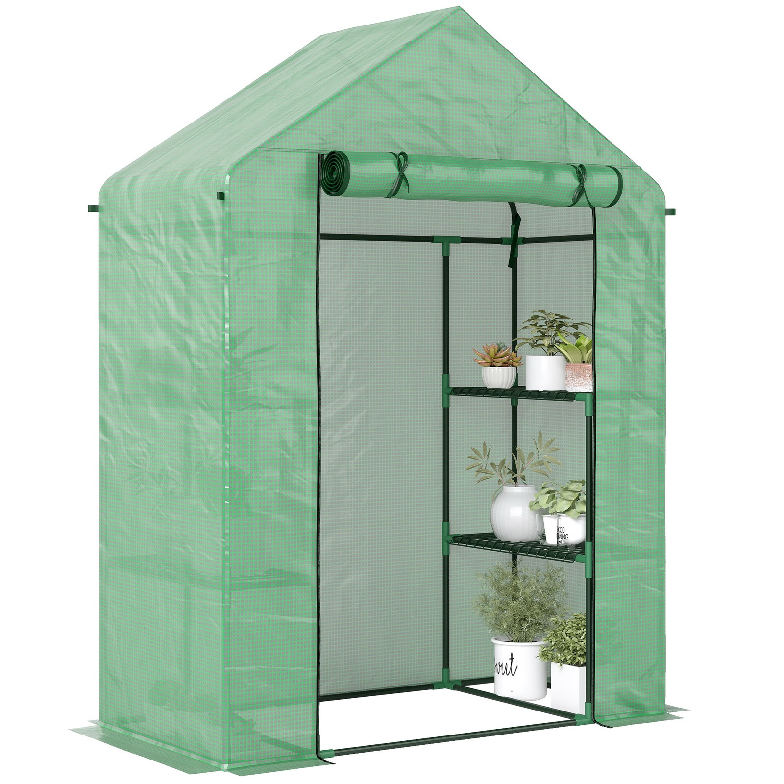 Outsunny Portable Outdoor Greenhouse for Gardening, Green, Refurbished
