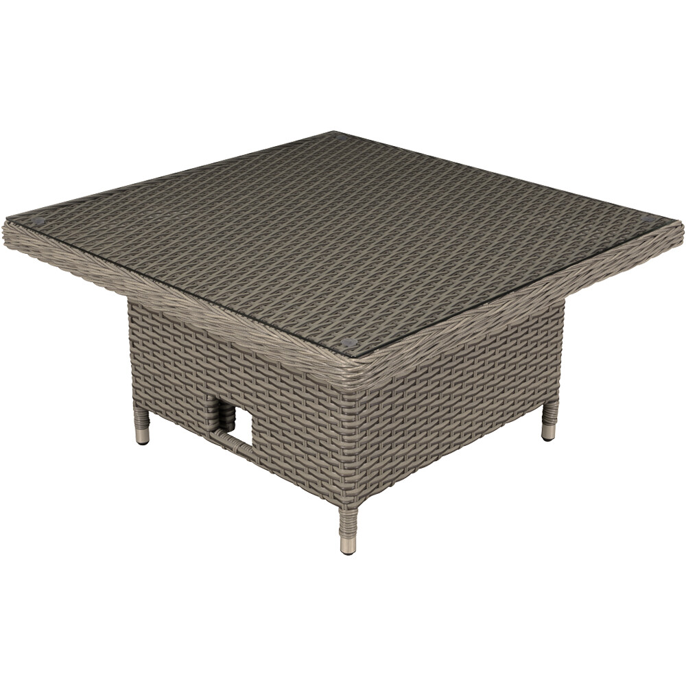 Adjustable Height Garden Coffee / Dining Table - Rattan Wicker Glass Outdoor