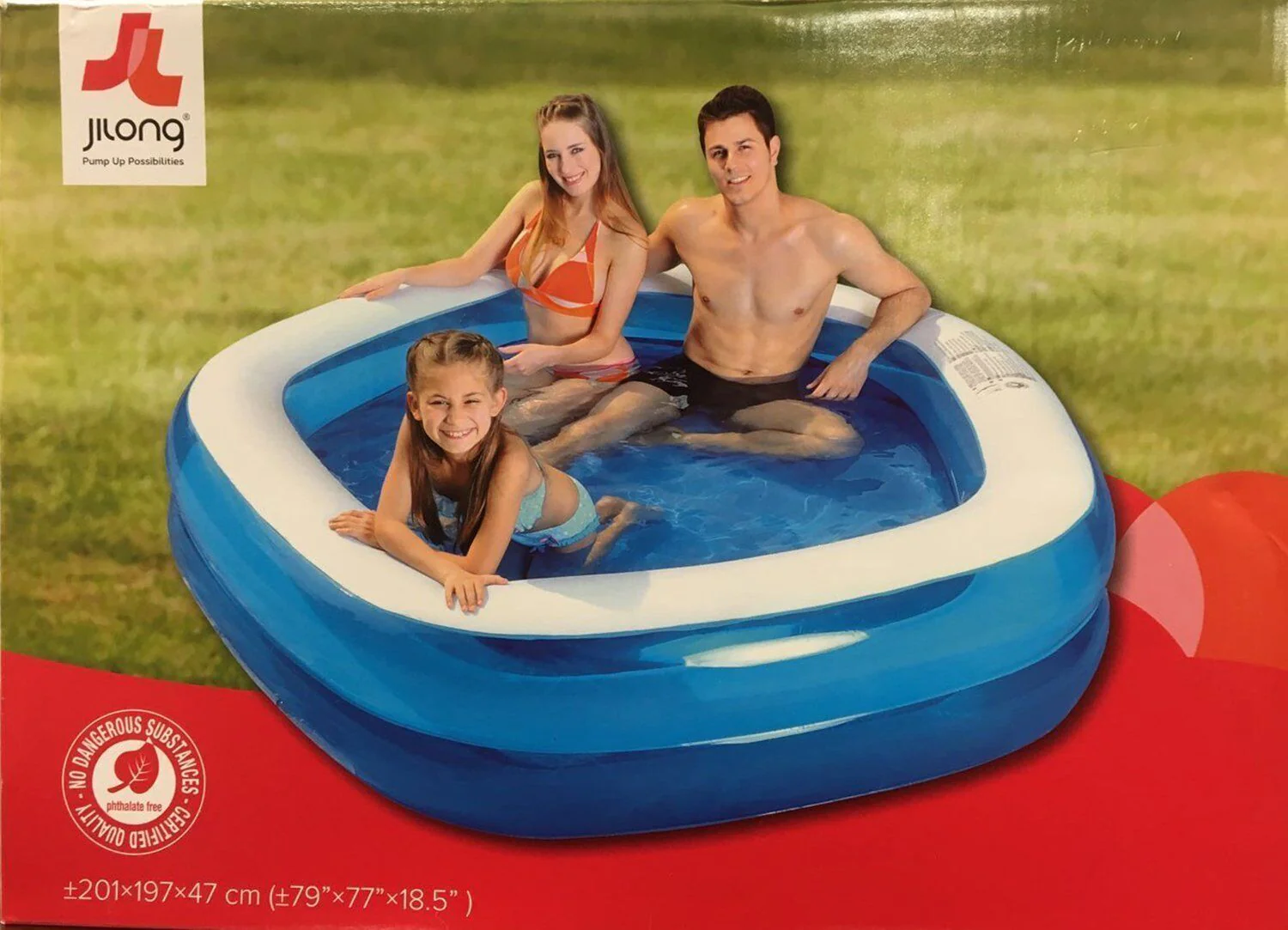 Jilong Pentagon Family Paddling Pool, Blue, 79" x 77"x18.5" Inch by Jilong outdo