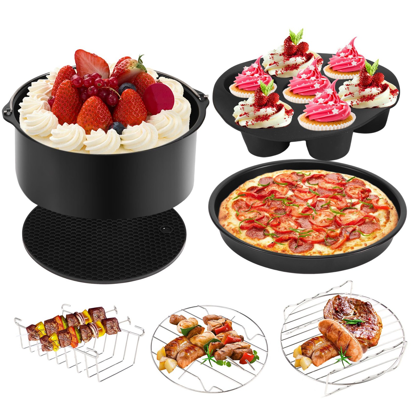 7 Set Pressure Cooker, Steamer & Air Fryer Bakeware Accessories Compatible5357