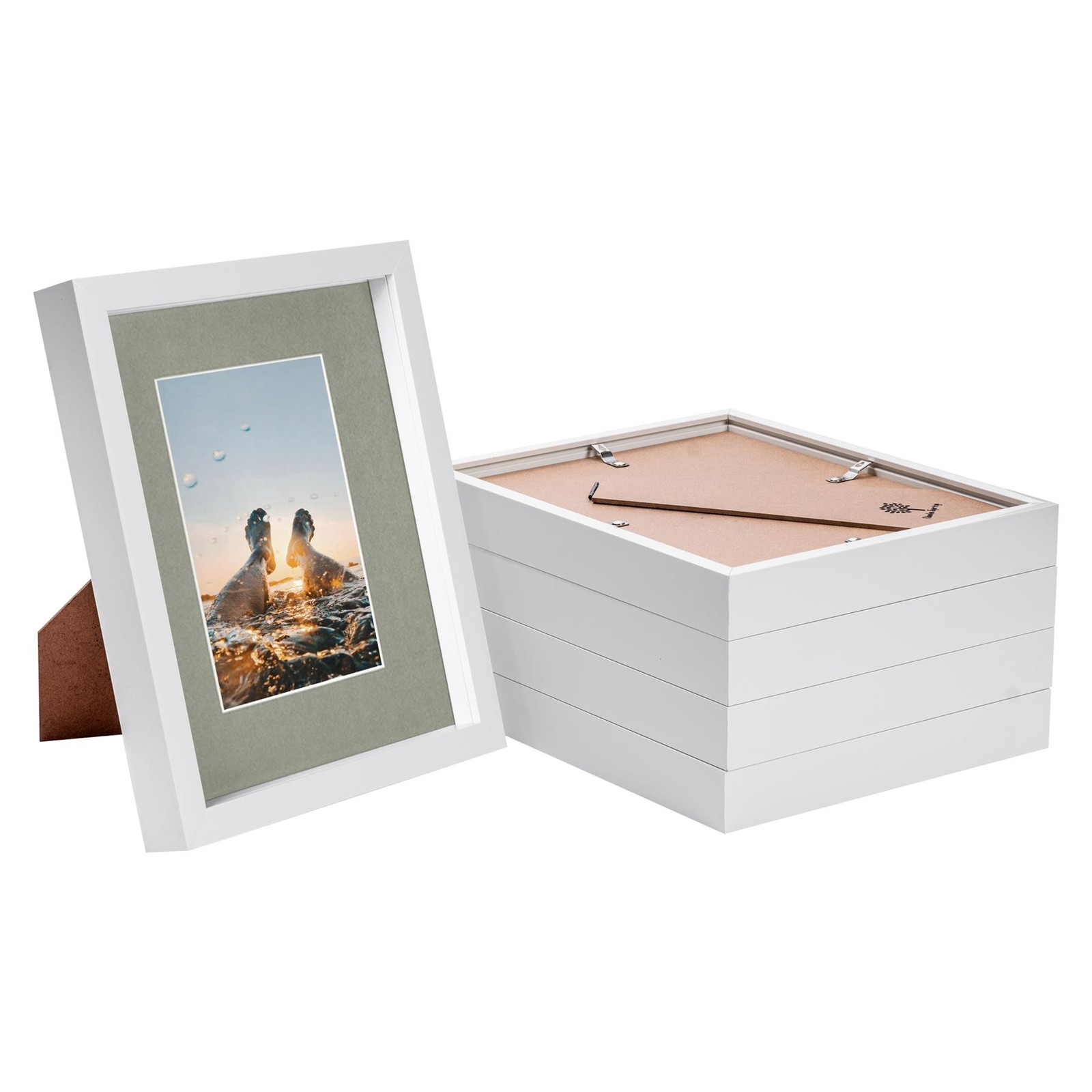5x White 8" x 10" 3D Box Photo Frames Grey 4" x 6" Mount Craft Shadow Picture