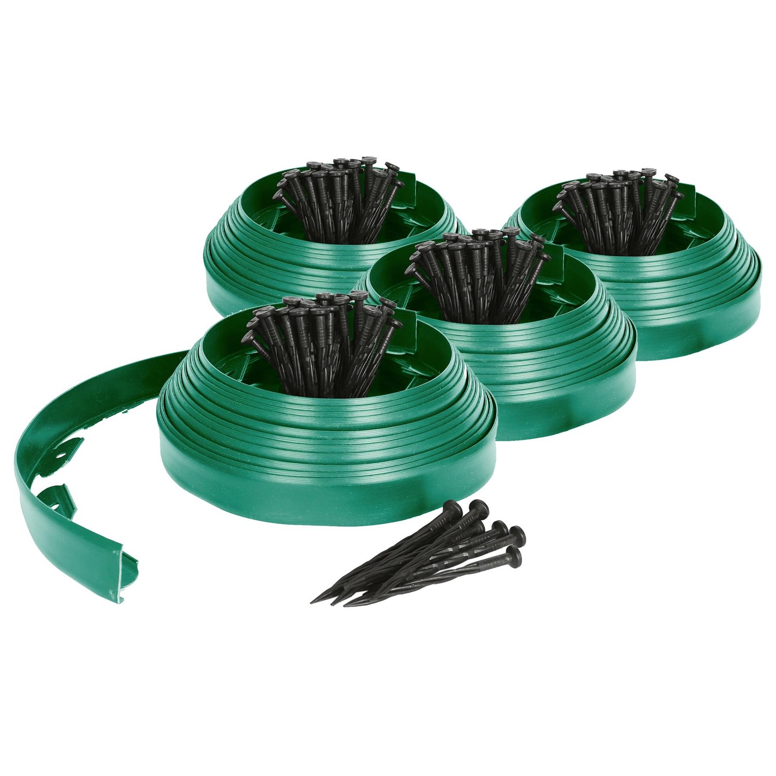4x Flexible Plastic Lawn & Path Edging 40m x 4cm Green Garden Grass Edge Border