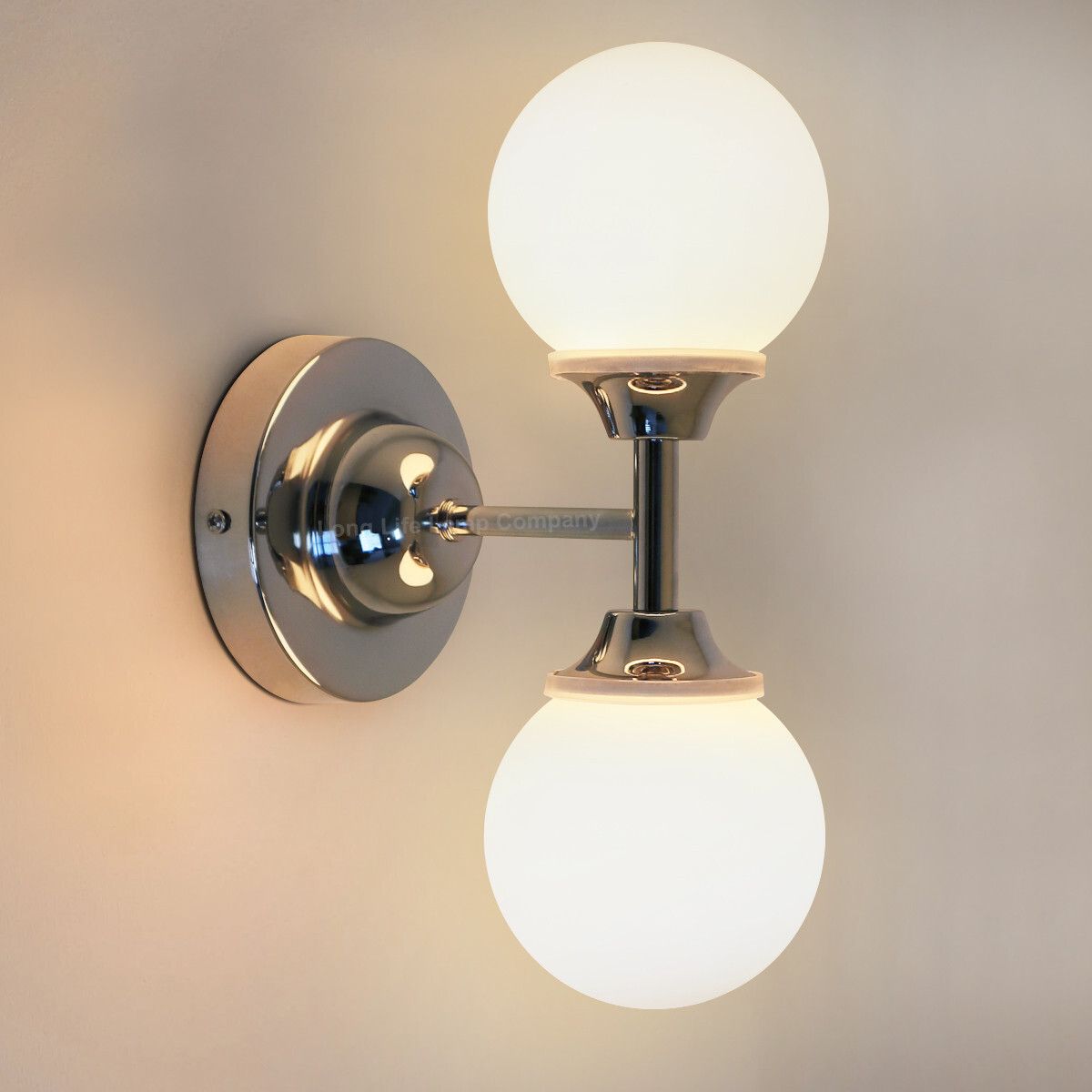 Modern Chrome Double Wall Light Frosted Glass Globe IP44 H3095 With LED G9