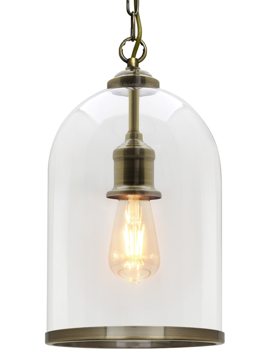 Vintage Antique Brass Glass Ceiling Pendant Lamp shade Bell Lantern Light H3054