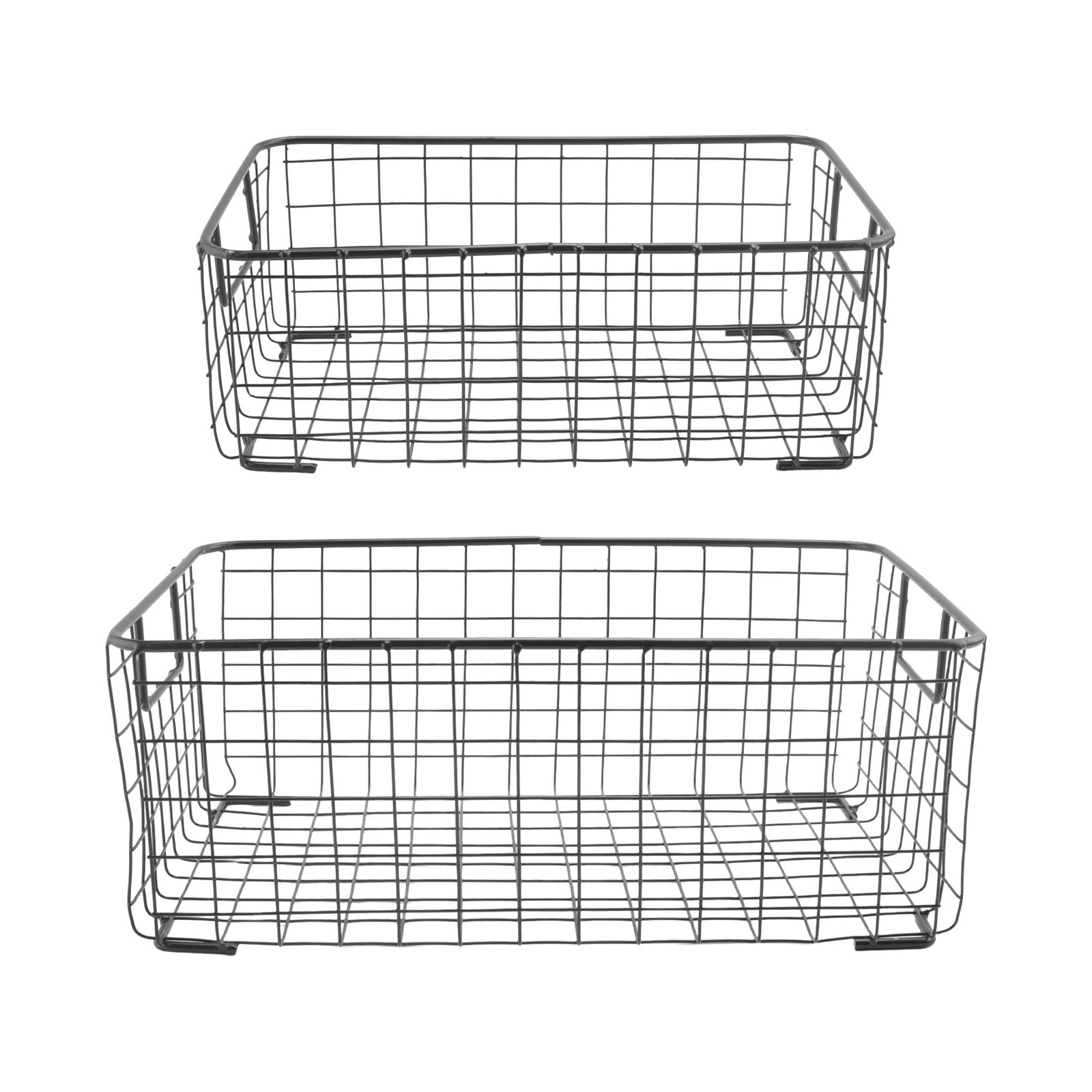2Pcs Wire Storage Baskets with Handles, Metal Organizer Basket Bins for7945