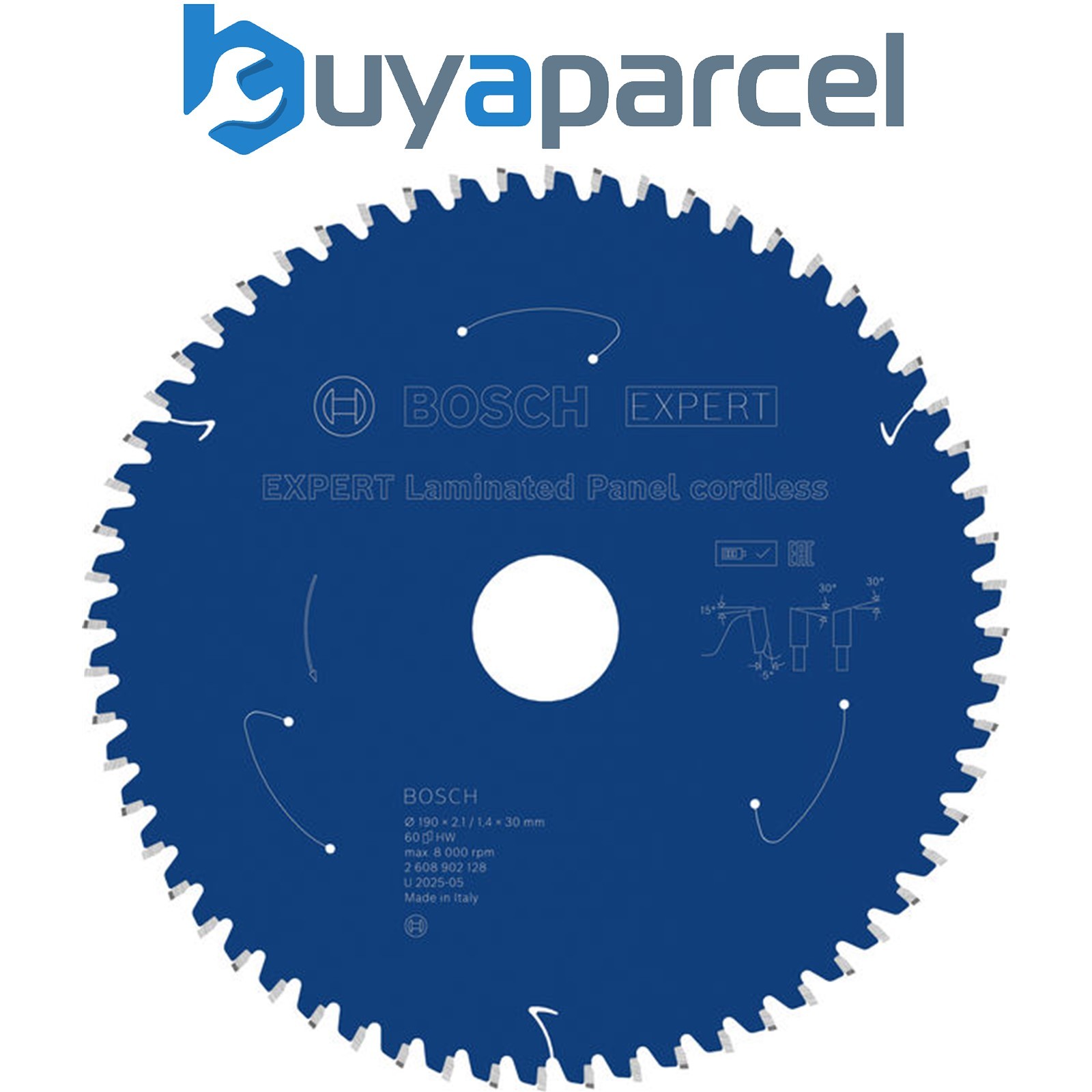 Bosch EXPERT Laminated Panel Circular Saw Blade 190 x2.1/1.4x30mm T60 2608902128