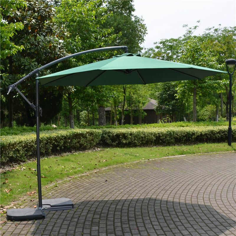 Garden Patio Banana Parasol 3 m Sun Shade Cantilever Hanging Umbrella Green