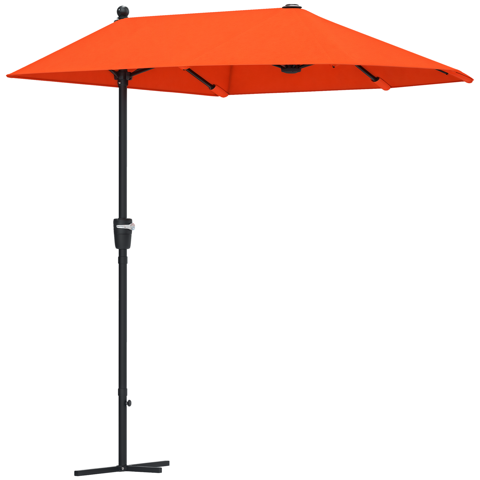 Outsunny 2m Half Garden Parasol Market Umbrella w/ Crank Handle, Orange