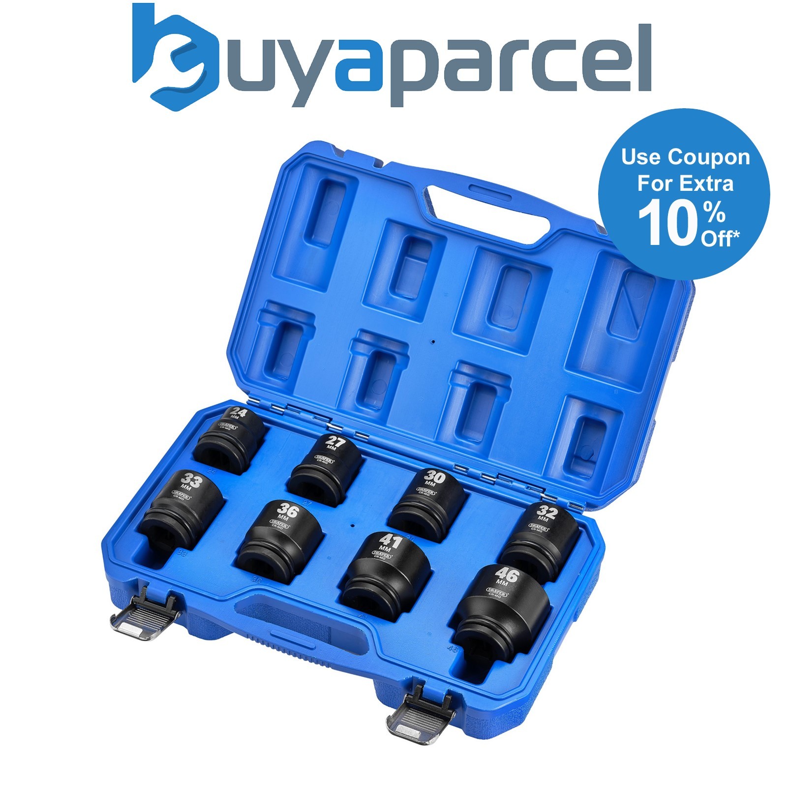 Draper 20206 Draper HI-TORQ Metric Impact Socket Set, 3/4" Sq. Dr. (8 Piece)