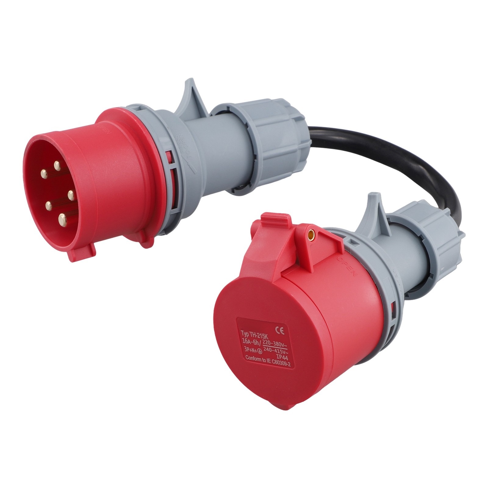 5 Pin Red 32A Male to 16A Female CEE-Adapter Gen Ev Extension Cord5890