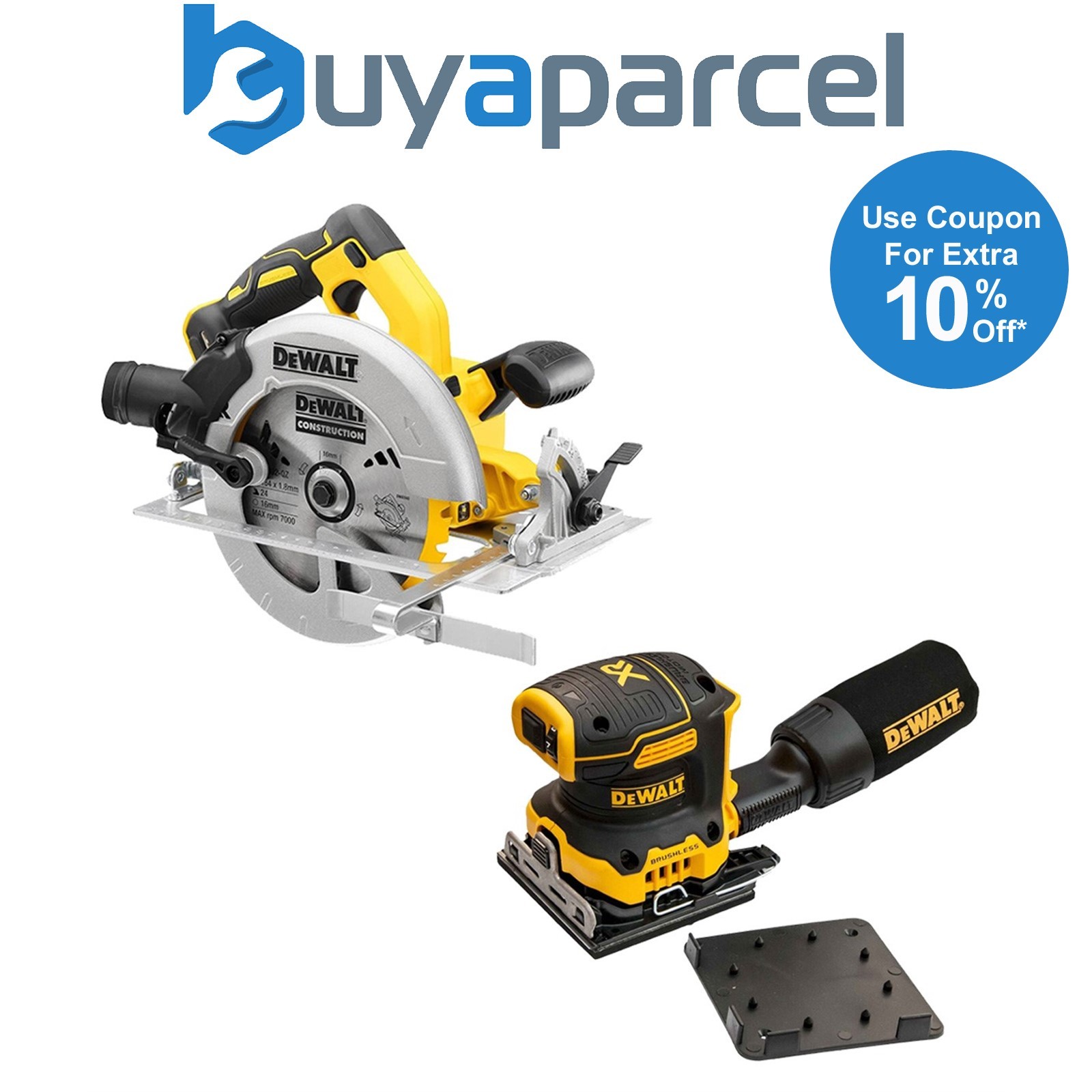 DeWalt DCS570N 18v Brushless XR 184mm Circular Saw & DCW200N Orbital Sander