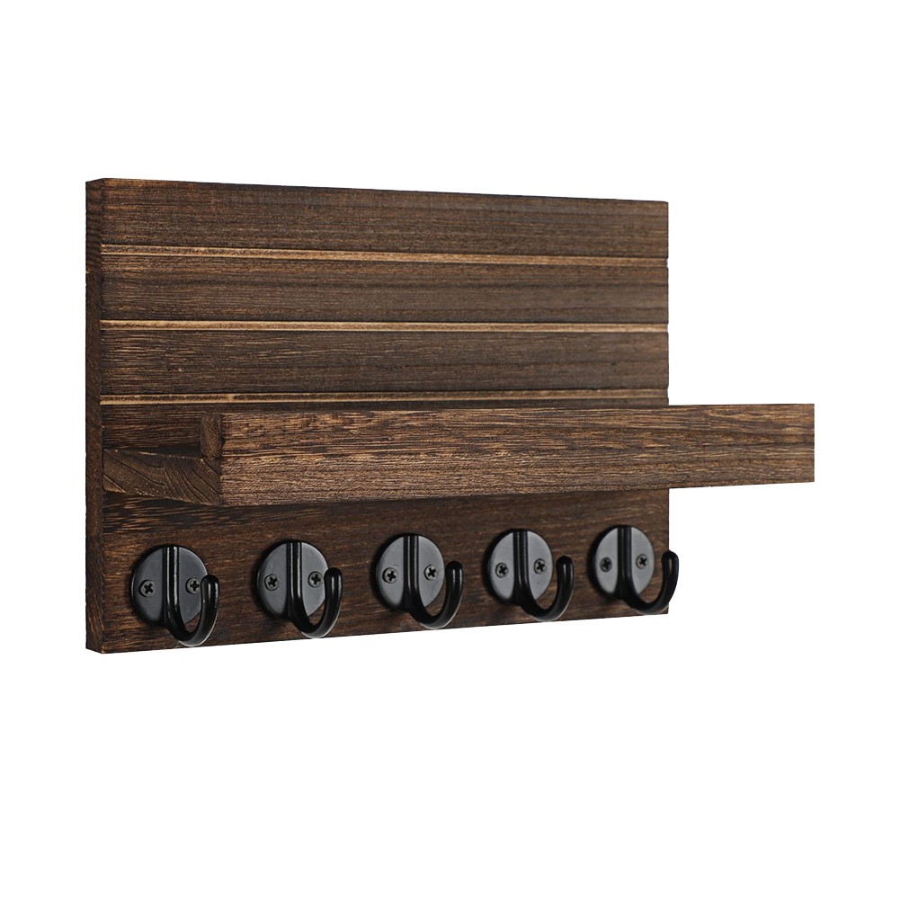 Key Holder for Wall, Decorative Key and Mail Holder with Shelf Has Hooks3537