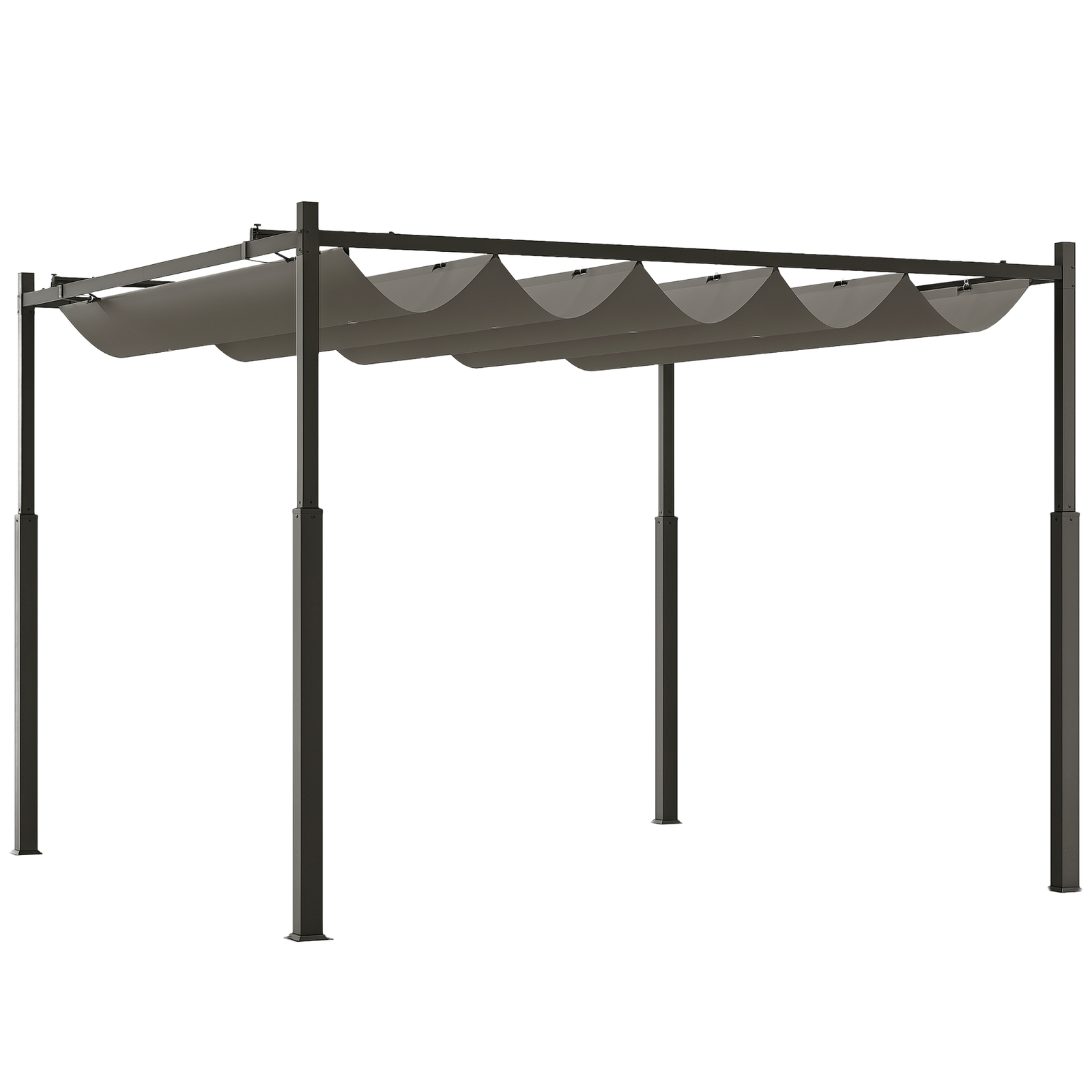 Outsunny 3 x 3(m) Pergola with Retractable Roof, 80mm Metal Column, Grey