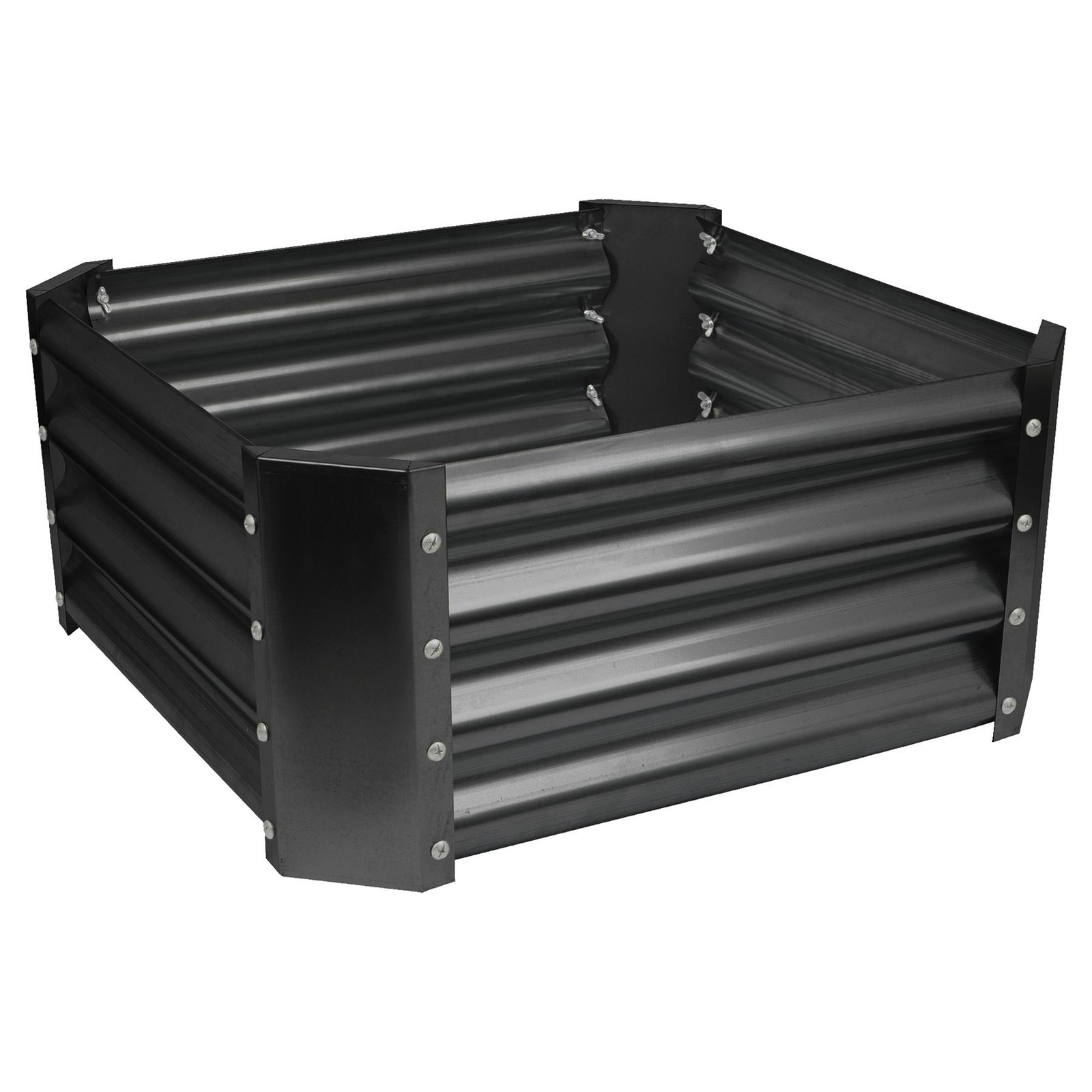 1x Anthracite 60cm x 60cm Square Galvanised Steel Raised Garden Bed Planter Box