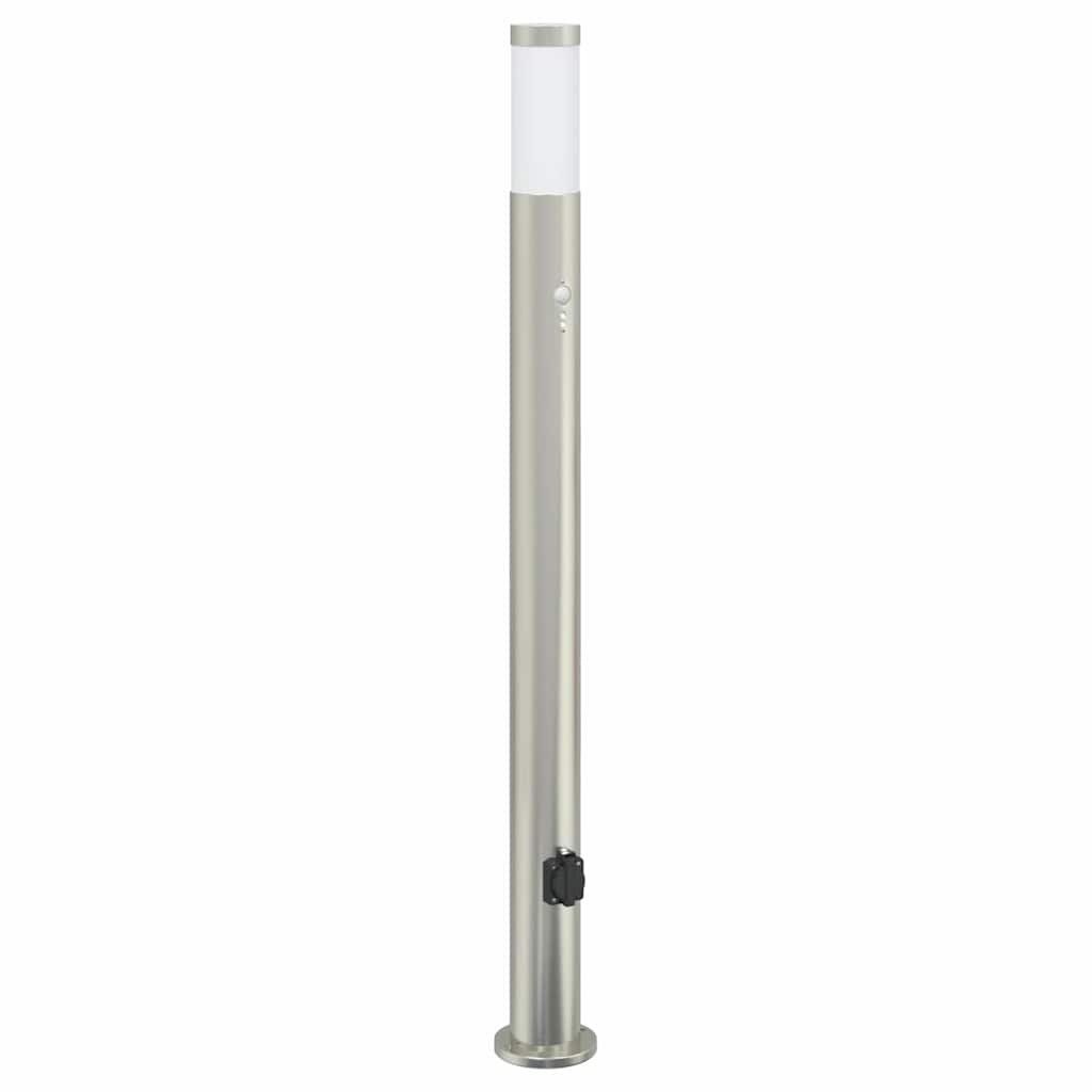 Bollard Light with PIR Sensor & Outlet 80cm Stainless Steel IP44 Outdoor vidaXL
