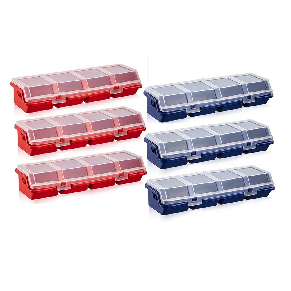 6Pack Screw Organizer Box with Lids 4 Compartments Tool Bin Divider8846