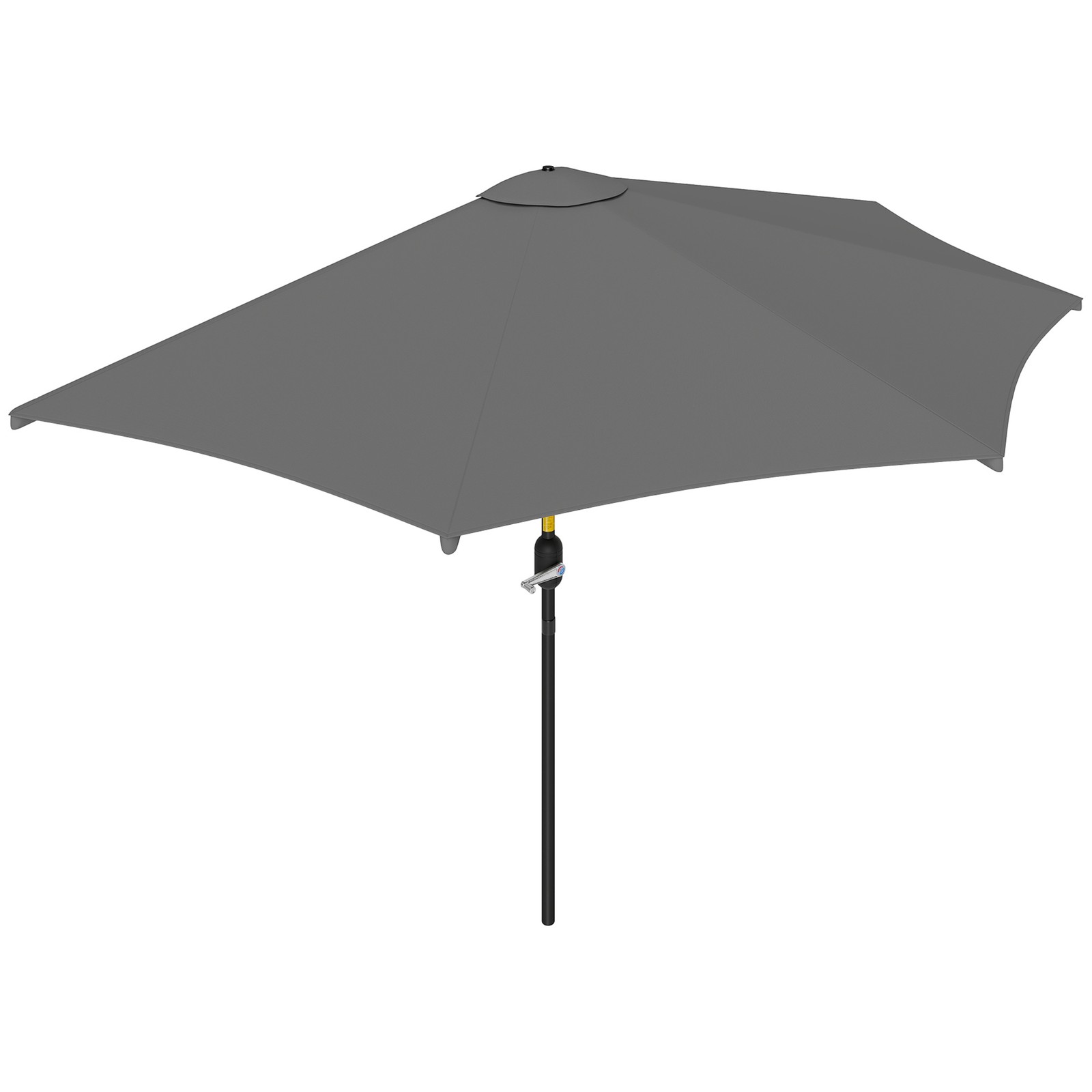 Outsunny 3(m) Half Round Parasol Garden Sun Umbrella Metal w/ Crank Grey