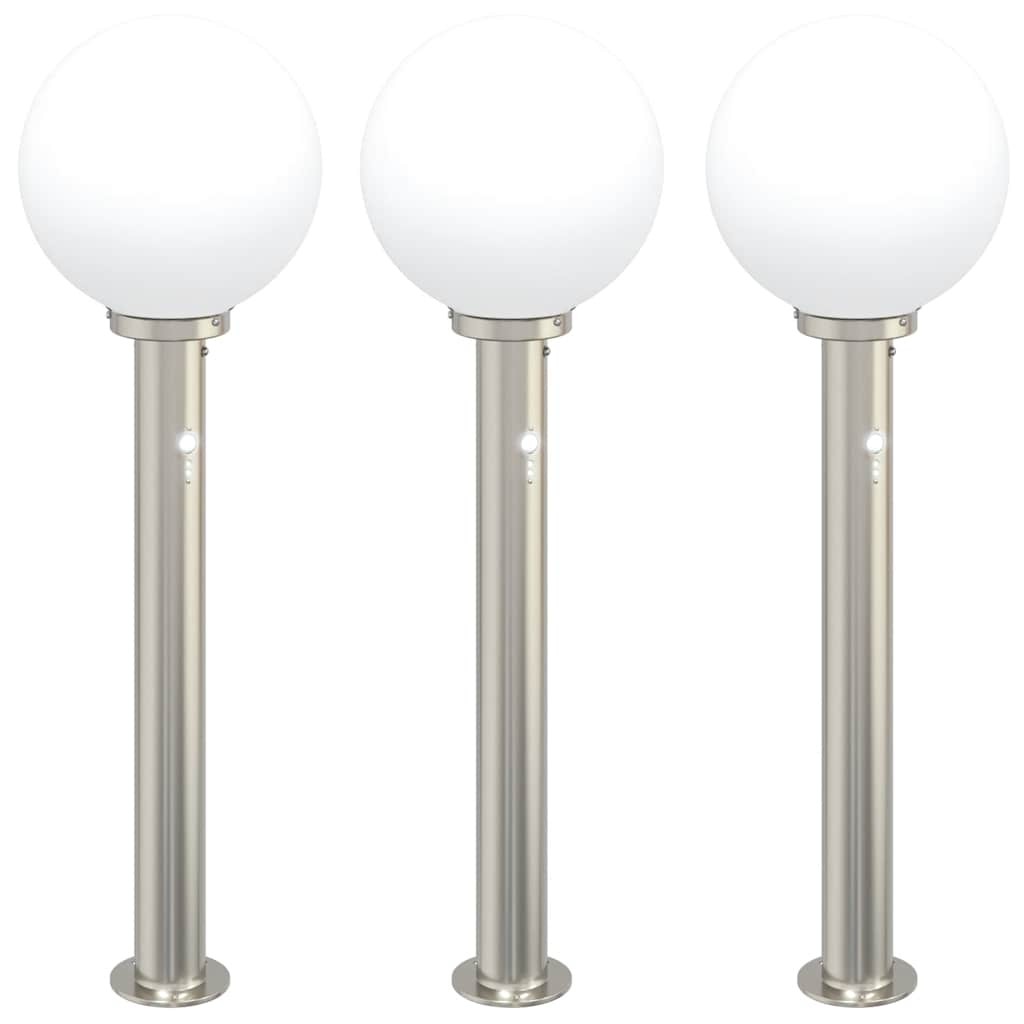 Bollard Lights 3 pcs 80 cm Stainless Steel Silver with PIR Sensor Outdoor vidaXL