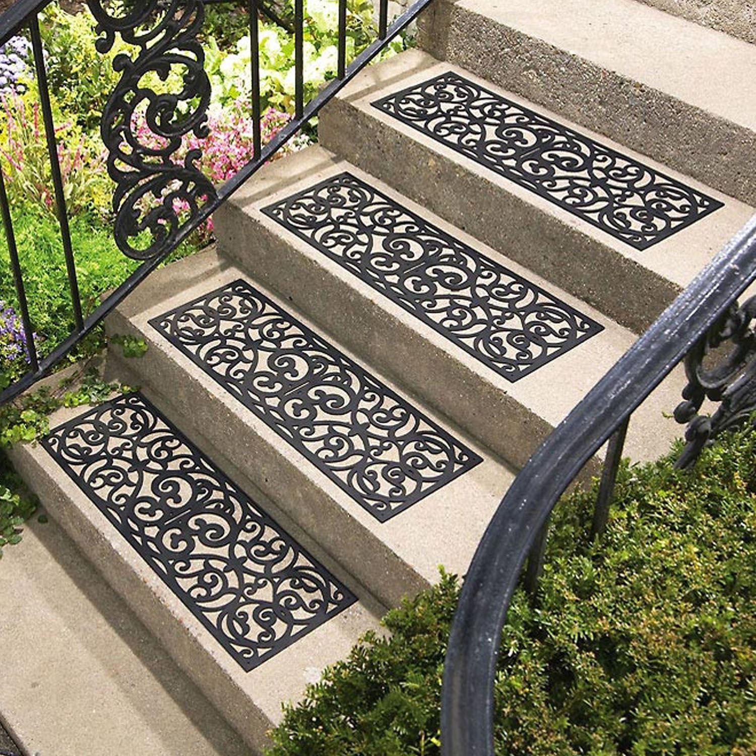 Set Of 8 Outdoor Rubber Stair Treads Non Slip Anti Trip Step Cover Mat Staircase
