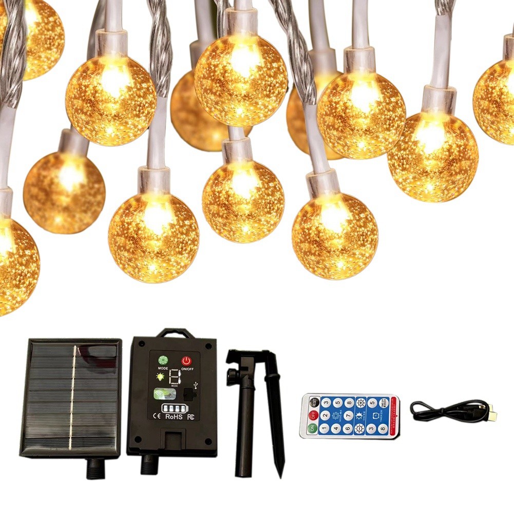 3X(Solar String Lights 39.3FT 100 LEDs with IP65 Solar String Lights for1215