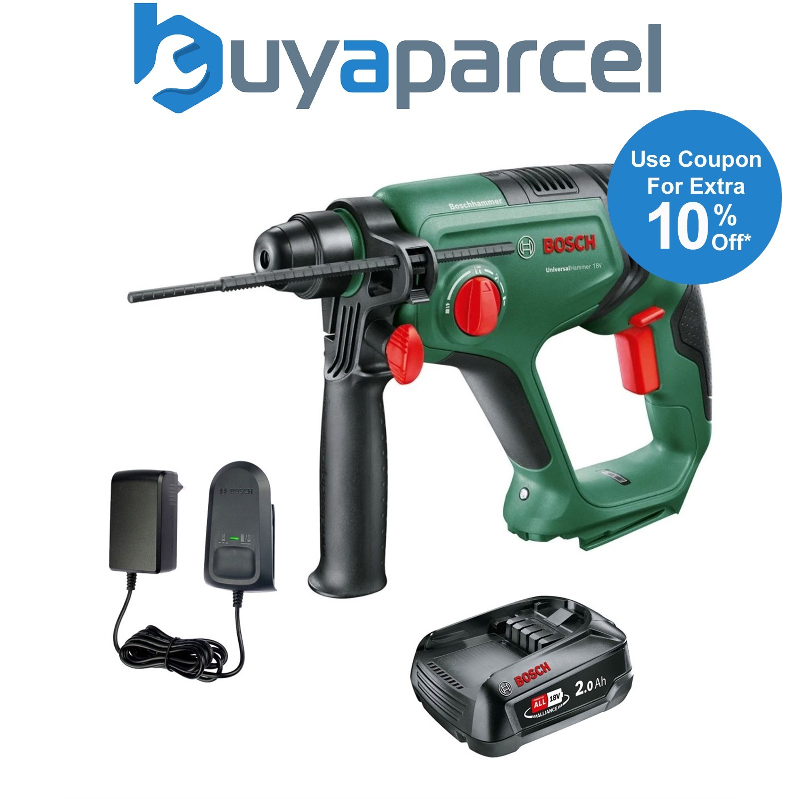 Bosch UniversalHammer 18V Cordless Rotary Hammer Drill 1 x 2.0Ah Battery Charger