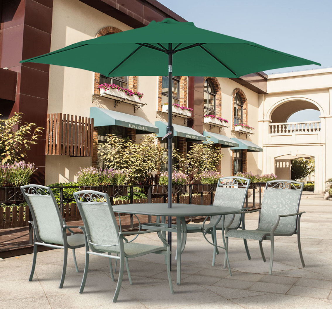 3M Round Garden Parasol Umbrella Patio Sun Shade Aluminium Crank Tilt Green