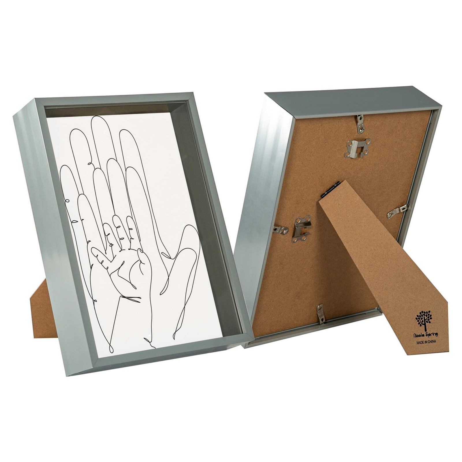 2x Deep Box Photo Frames 3D Shadow Picture Standing Hanging A4 (8 x 12") Grey
